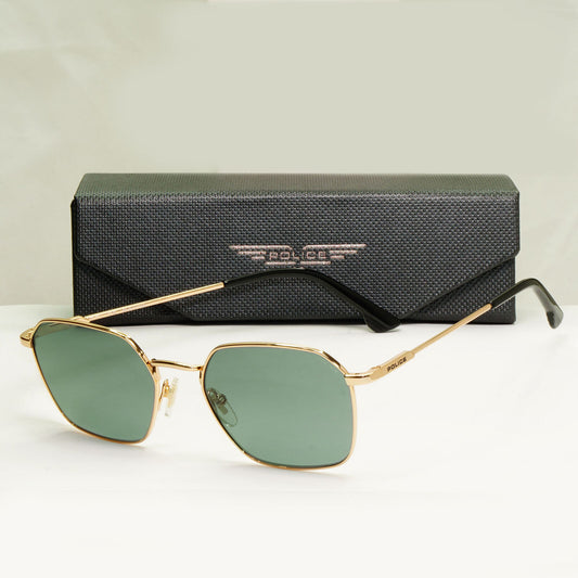 Police Gold Green Sunglasses Metal Mens Hexagonal Tuxedo 1 SPL 970C COL 0300