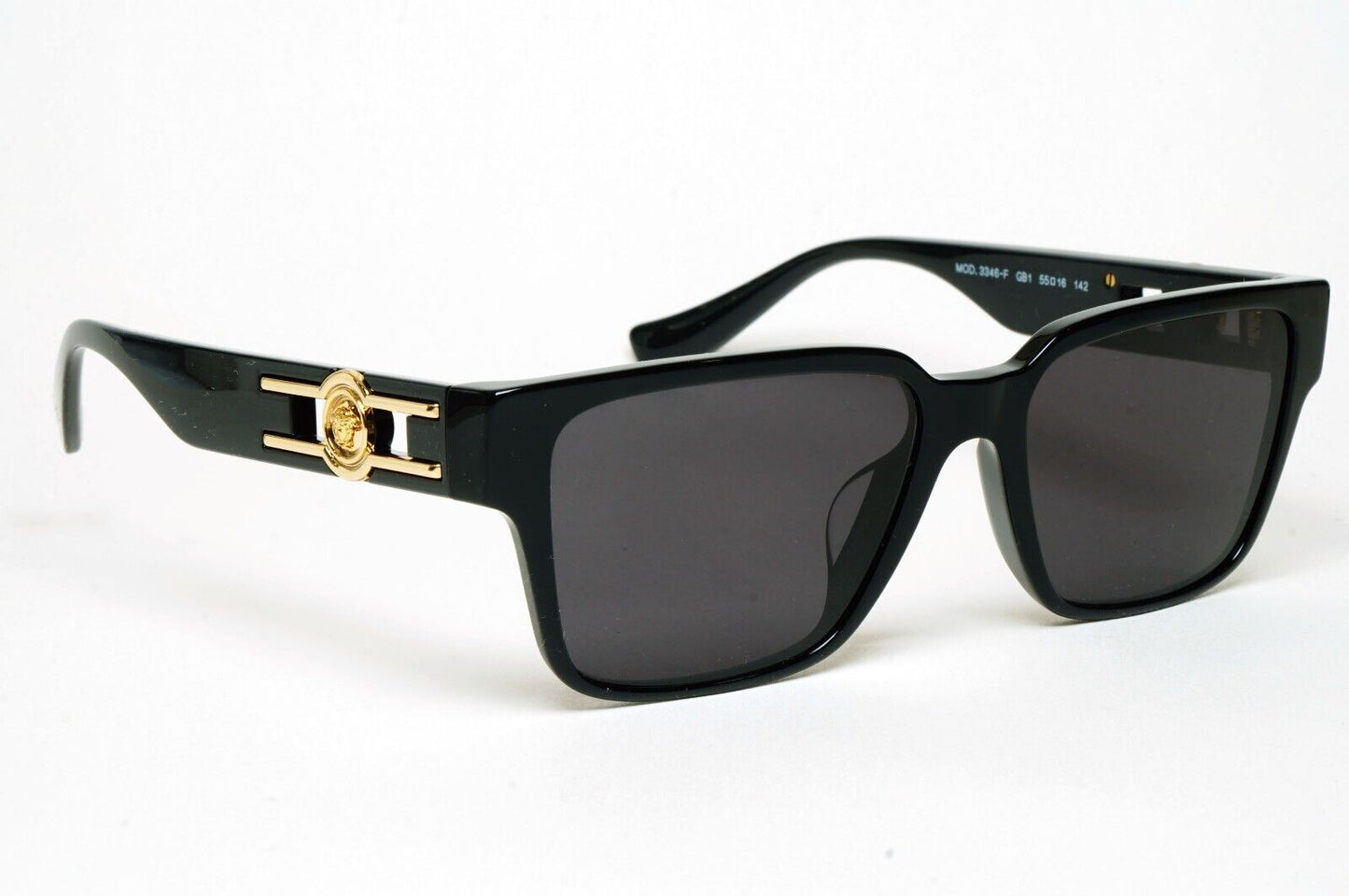 Versace Sunglasses Black Gold Medusa Square MOD VE 3346-F GB1 55mm