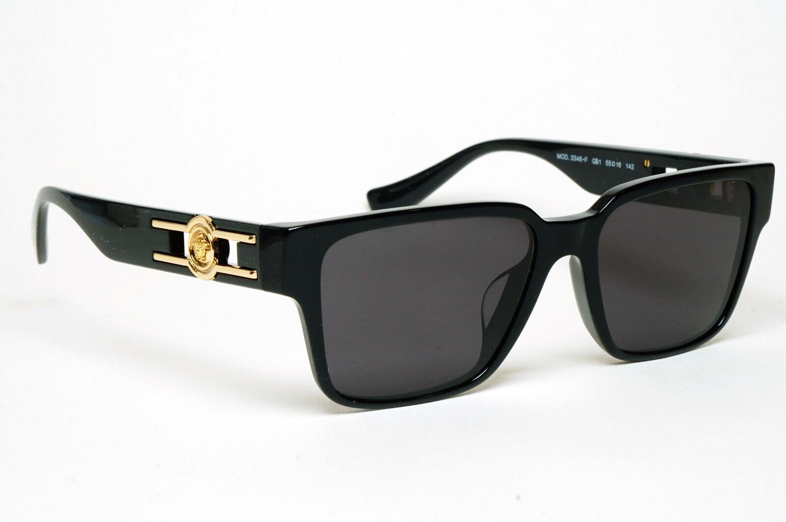 Versace Sunglasses Black Gold Medusa Square MOD VE 3346-F GB1 55mm