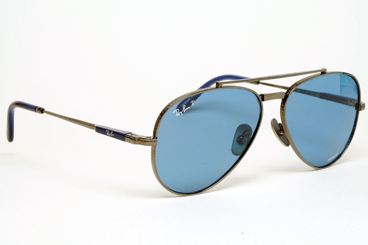 Ray-Ban Sunglasses Aviator Titanium Polarised Gunmetal Blue RB 8225 3142/S2 58mm