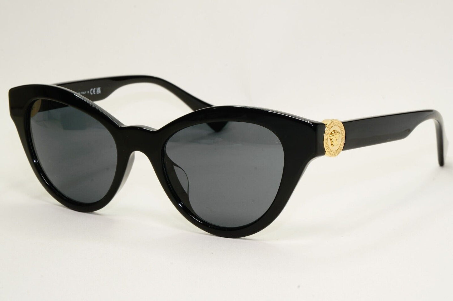 Versace Sunglasses Black Gold Medusa Glossy Cat Eye MOD 4435-F GB1/87 52mm