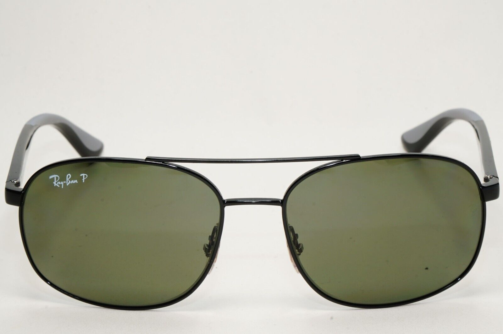 Ray-Ban Sunglasses Polarized Pilot Black Green Metal RB 3593 002/9A 58mm