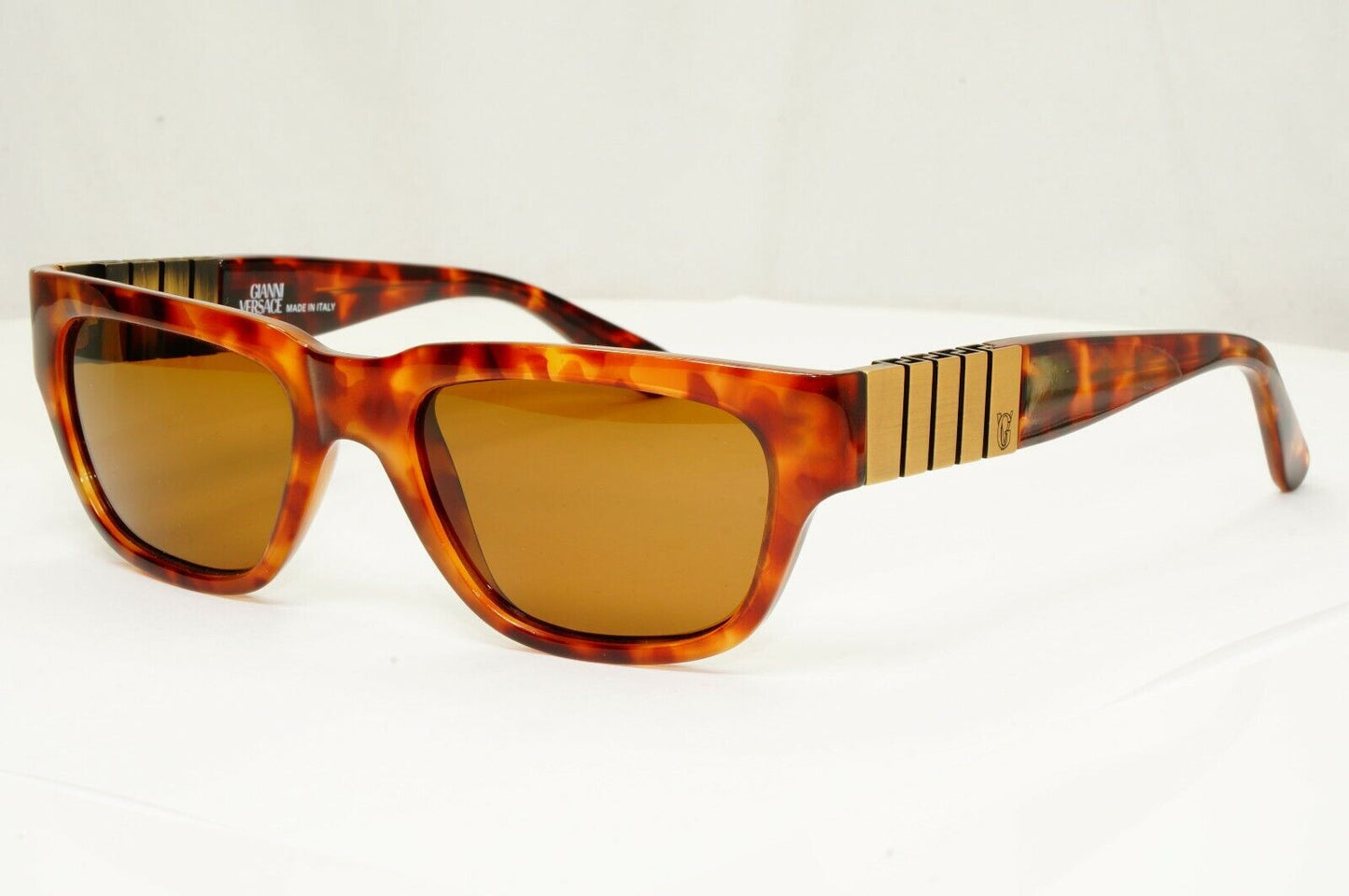 Gianni Versace 1996 Mens Vintage Brown Square Sunglasses Meander MOD 532 COL 806