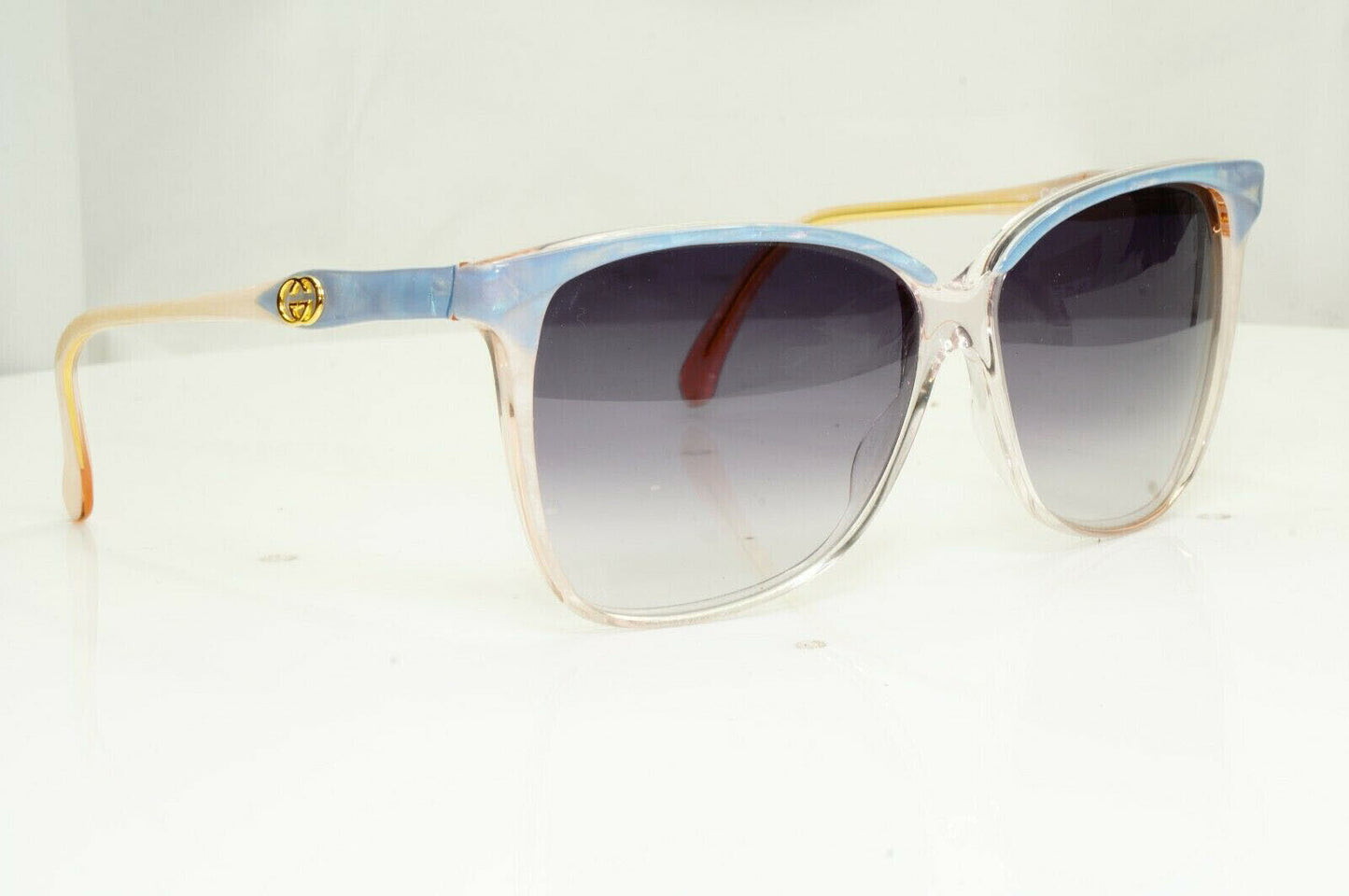 Gucci 1993 Vintage Sunglasses Blue Pearl Gold Grey Fade Womens GG 2106 62L 57mm