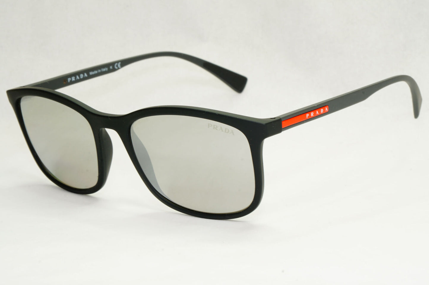 Prada Sunglasses Black Silver Mirror Square PS01TS SPS 01T DG0-2B0 56mm 050124