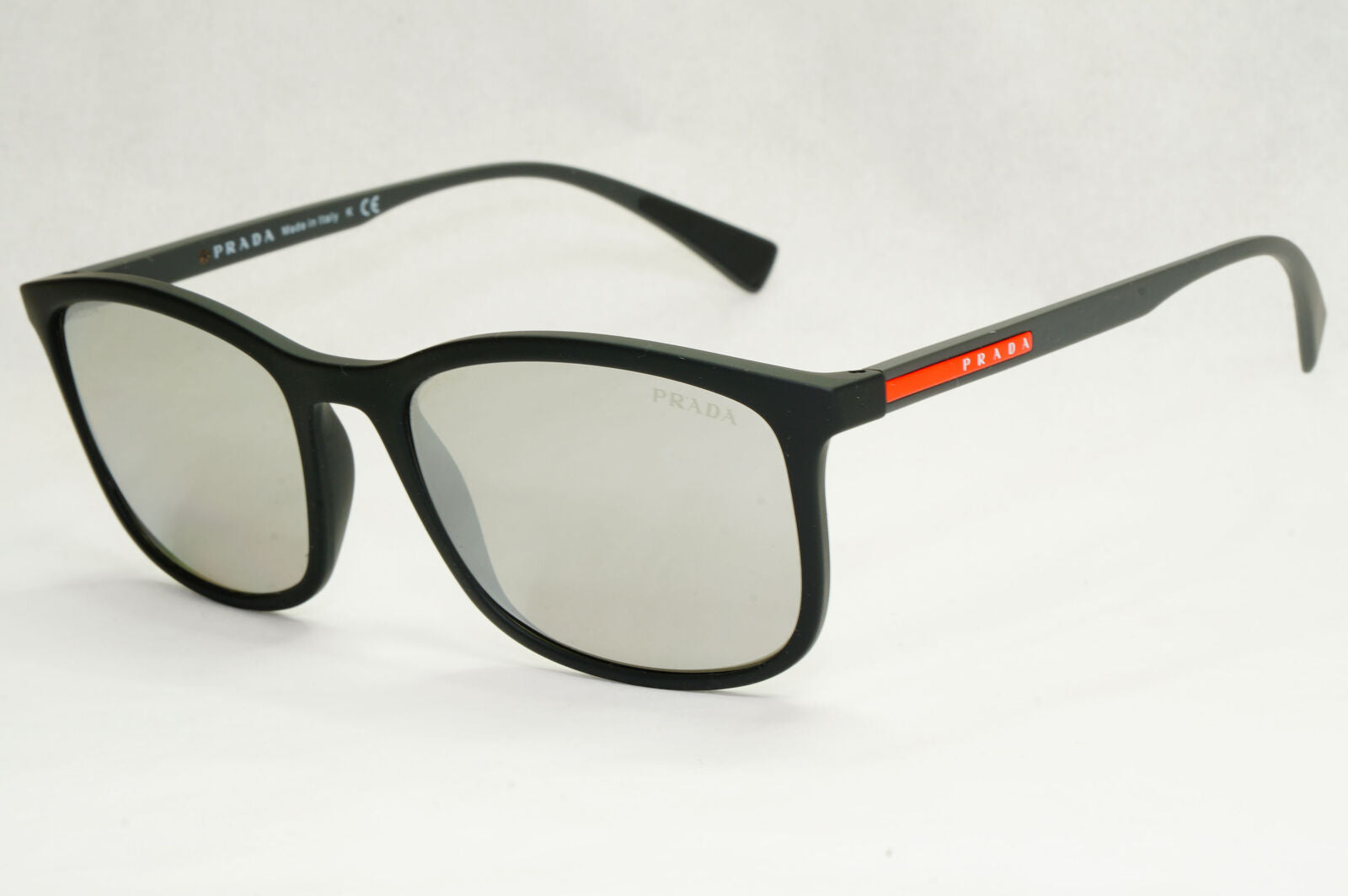 Prada Sunglasses Black Silver Mirror Square PS01TS SPS 01T DG0-2B0 56mm 050124