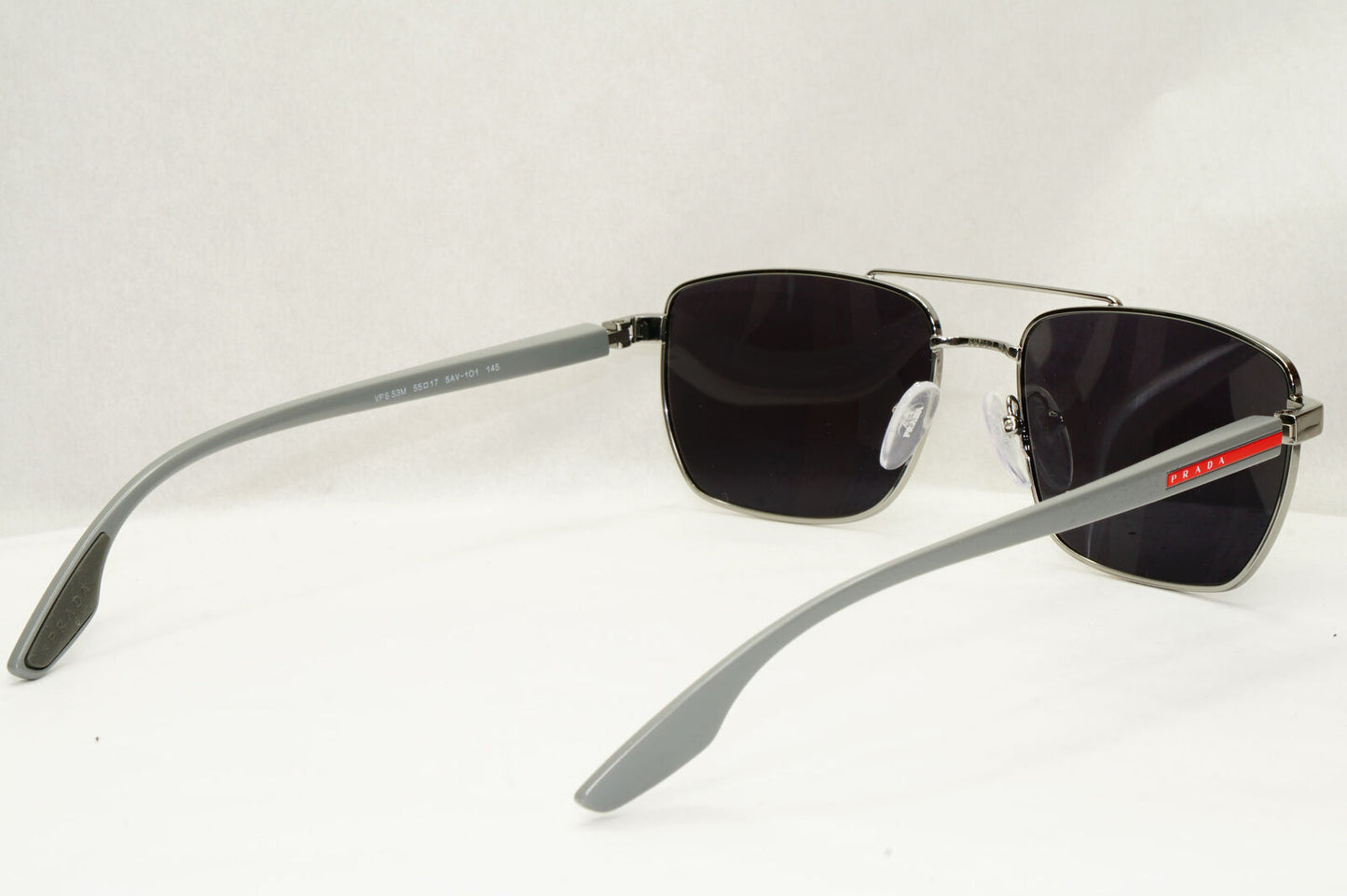 Prada Sunglasses Black Grey Gunmetal Square Navigator PS53MV VPS 53M 5AV1O1 55mm