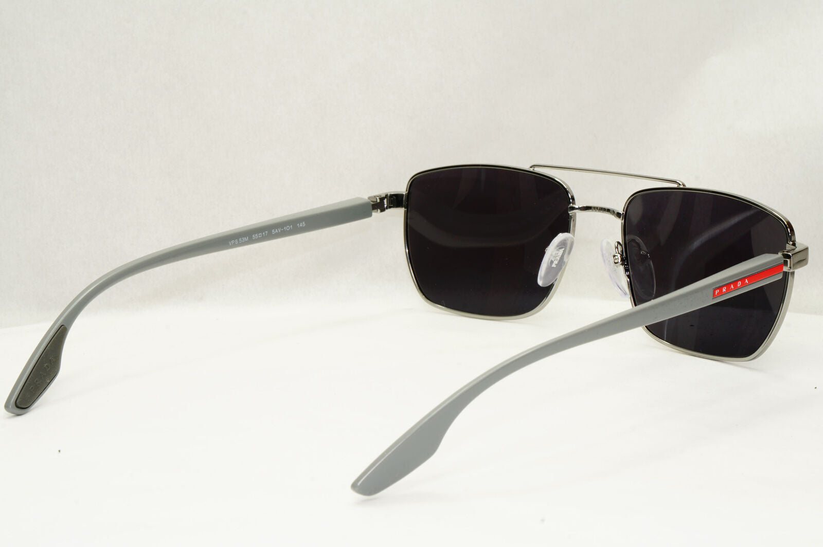 Prada Sunglasses Black Grey Gunmetal Square Navigator PS53MV VPS 53M 5AV1O1 55mm