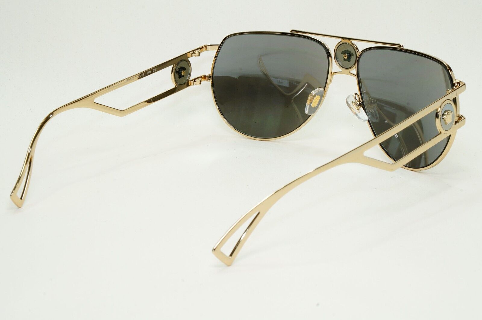 Versace Sunglasses Gold Silver Mirror Pilot Navigator MOD VE2225 1252/6G 60mm