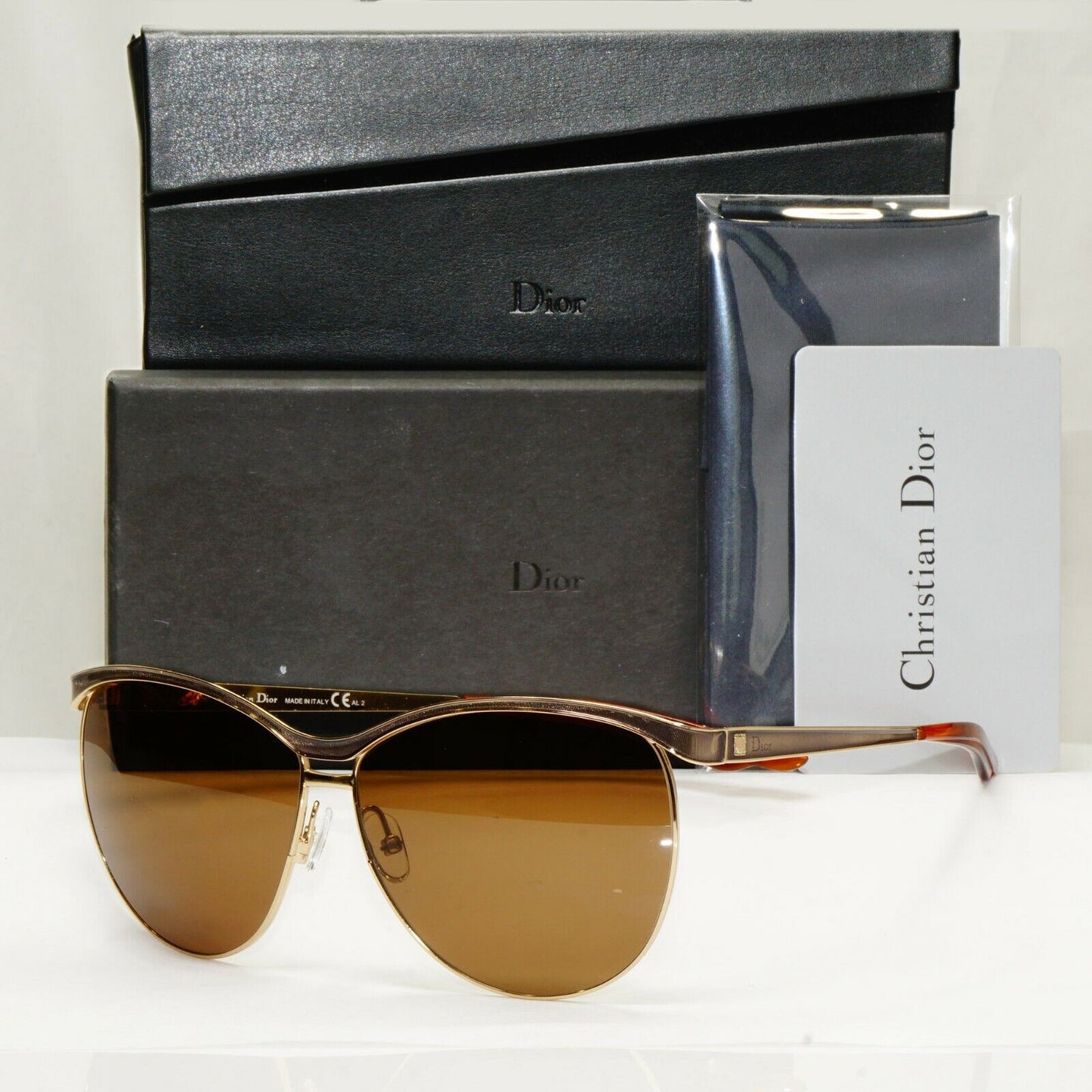 Authentic DIOR Womens Square Designer Sunglasses Gold CINQUANTE I529C 27851