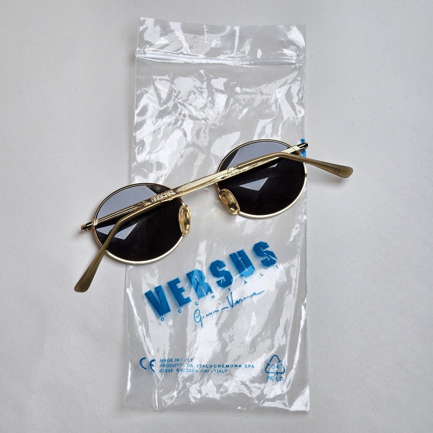 Versus Sunglasses 1996 by Gianni Versace Vintage Round Gold MOD E74 COL 07M