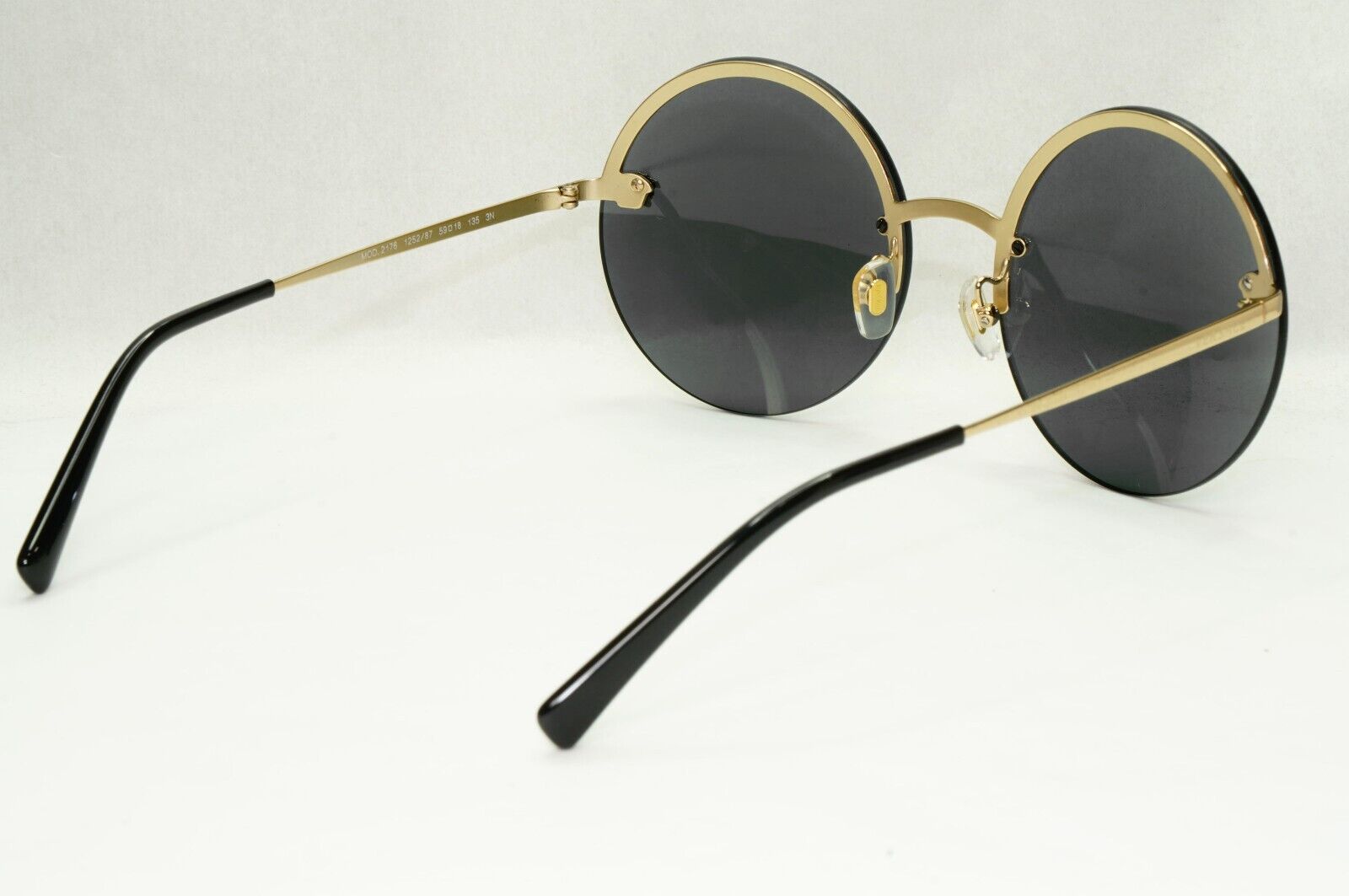 Versace Sunglasses Gold Black Round Medusa Rimless Metal MOD VE 2176 1252/87