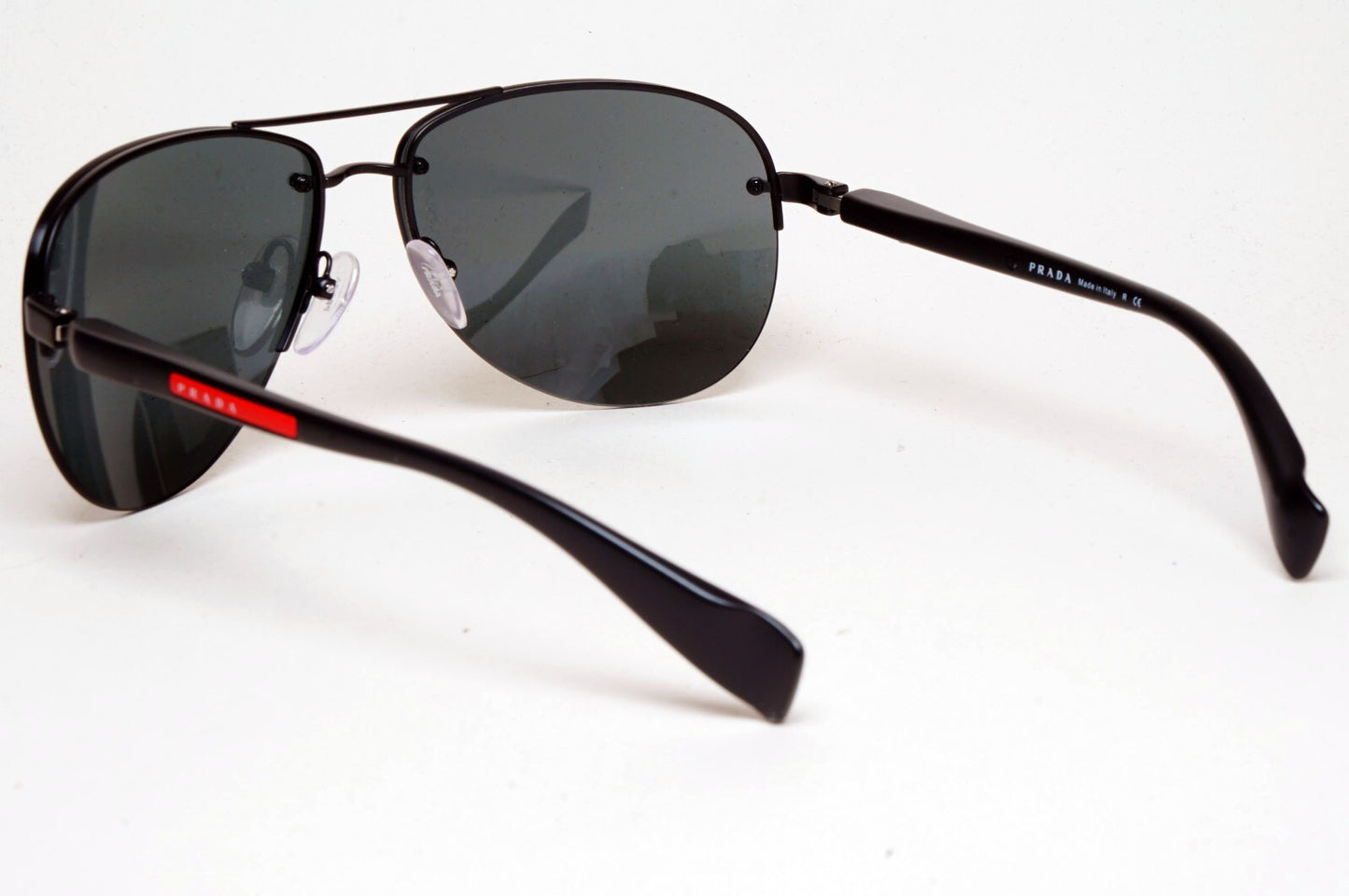 Prada Sunglasses Rimless Pilot Black Grey PS56MS SPS 56M 1BO-1A1 62mm