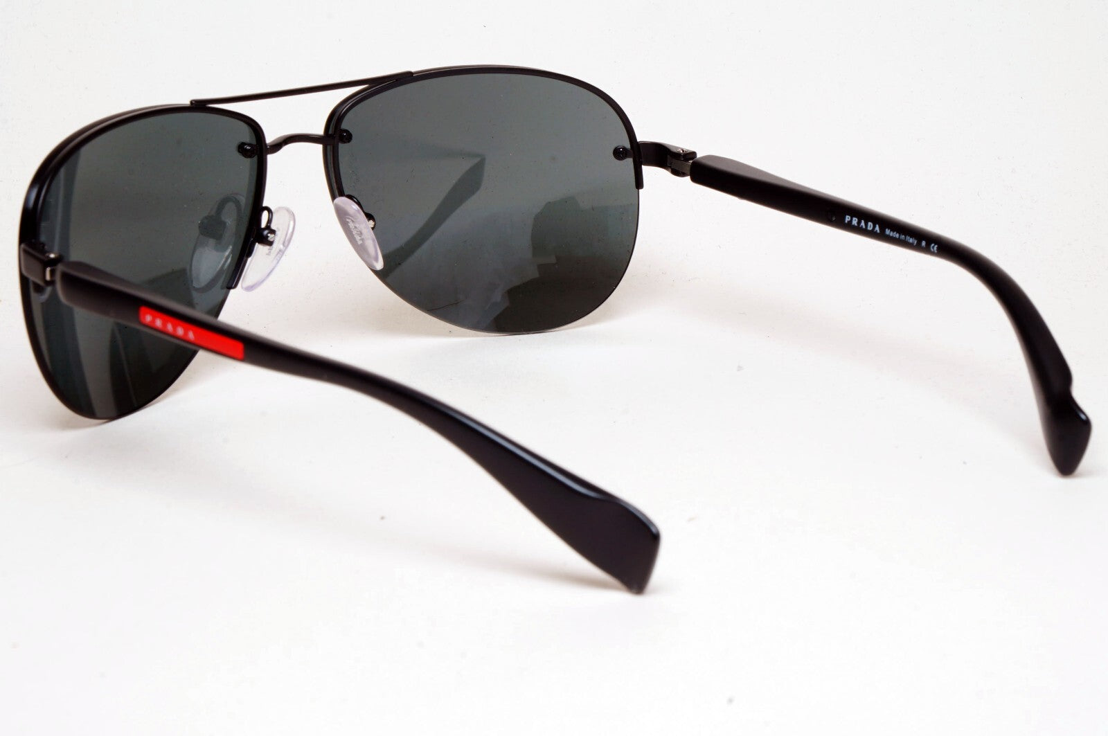 Prada Sunglasses Rimless Pilot Black Grey PS56MS SPS 56M 1BO-1A1 62mm