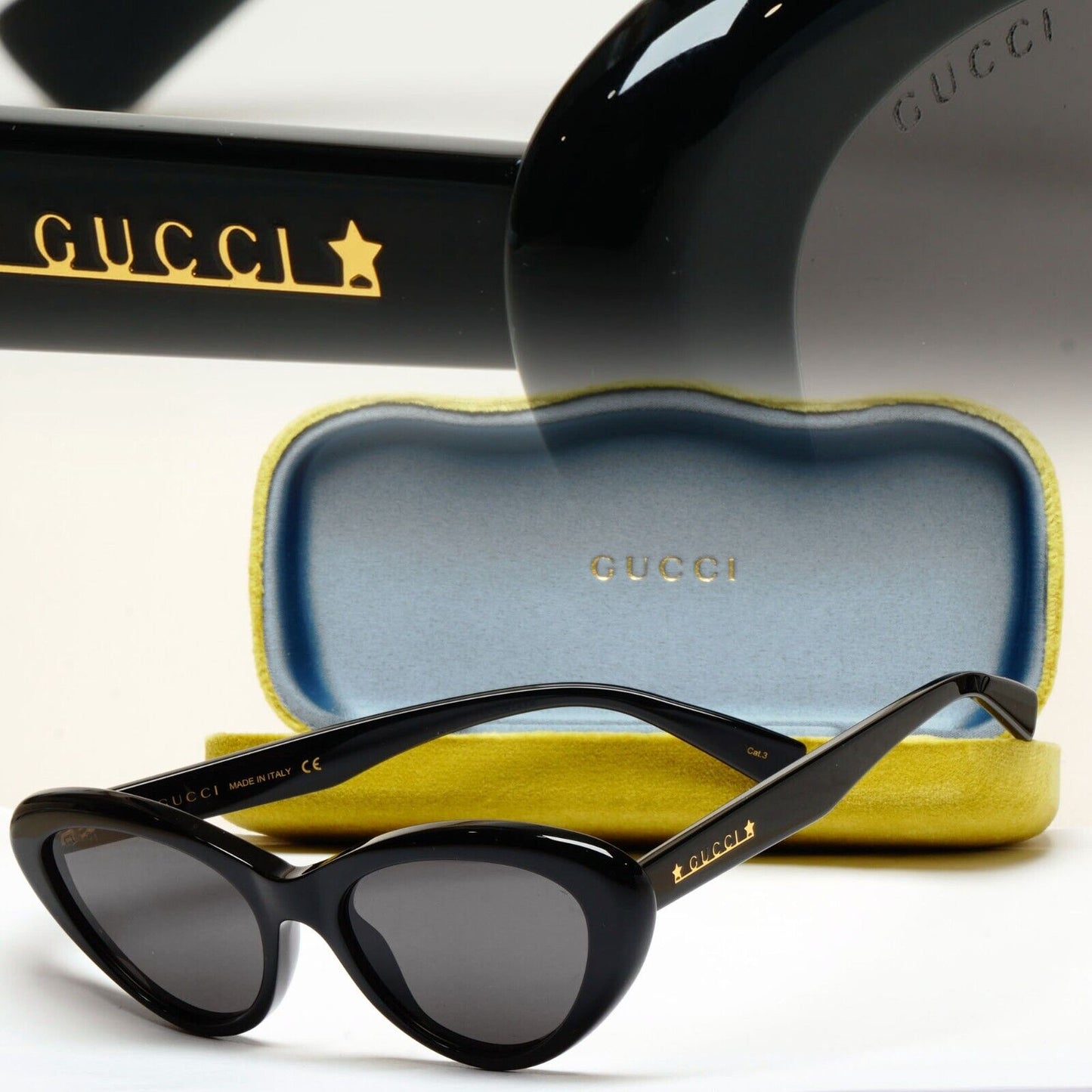 Gucci Sunglasses 2022 Black Cat Eye Glossy GG1170S 001 54mm 280125