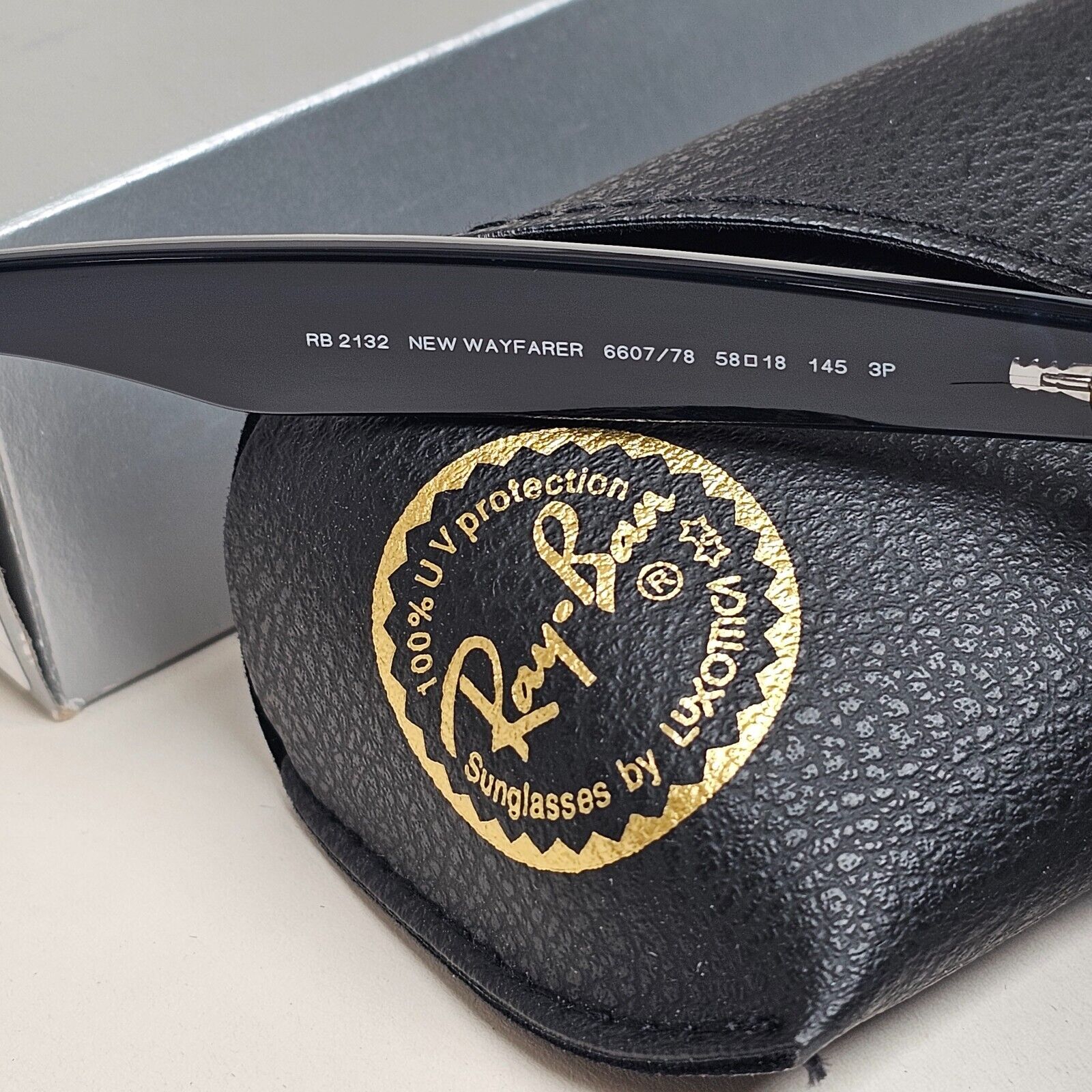Ray-Ban Sunglasses Polarised New Wayfarer Blue Matte RB 2132 6607/78 58mm