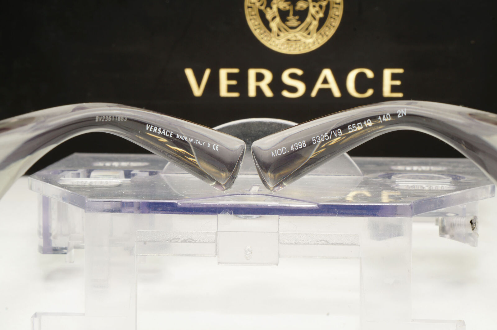 Authentic Versace Womens Clear Gold Big Medusa Logo Sunglasses 4398 5305/V9