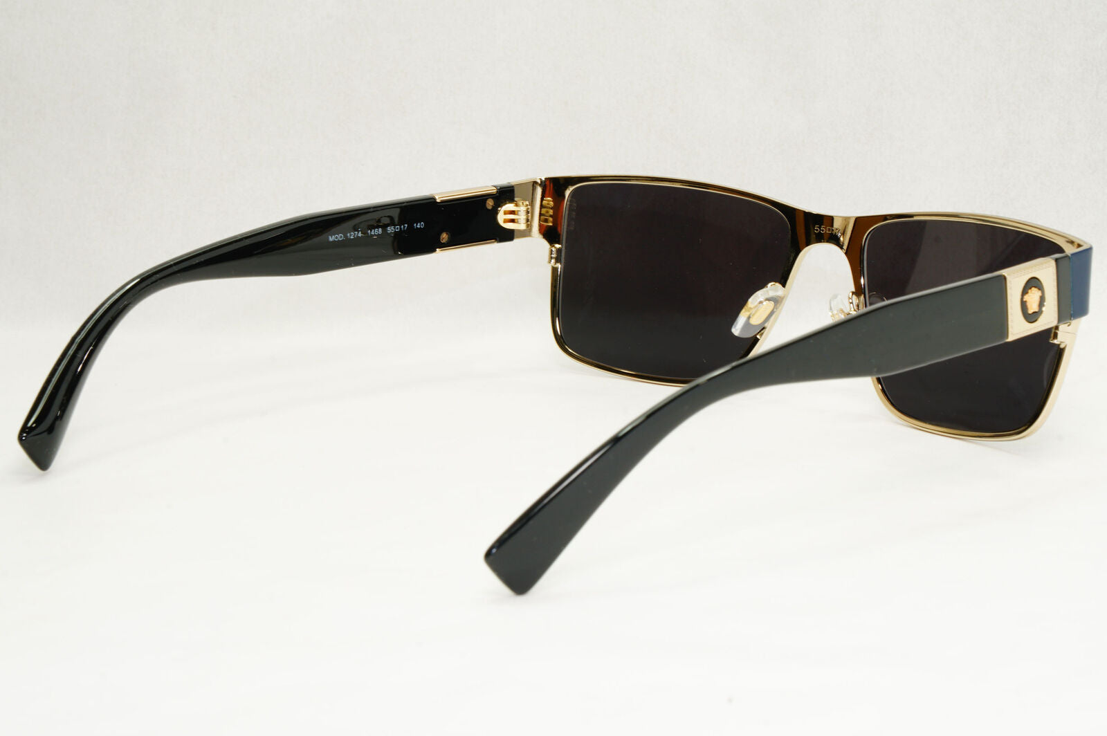 Versace Sunglasses Dark Blue Black Gold Square Metal Rectangle MOD VE 1274  55mm