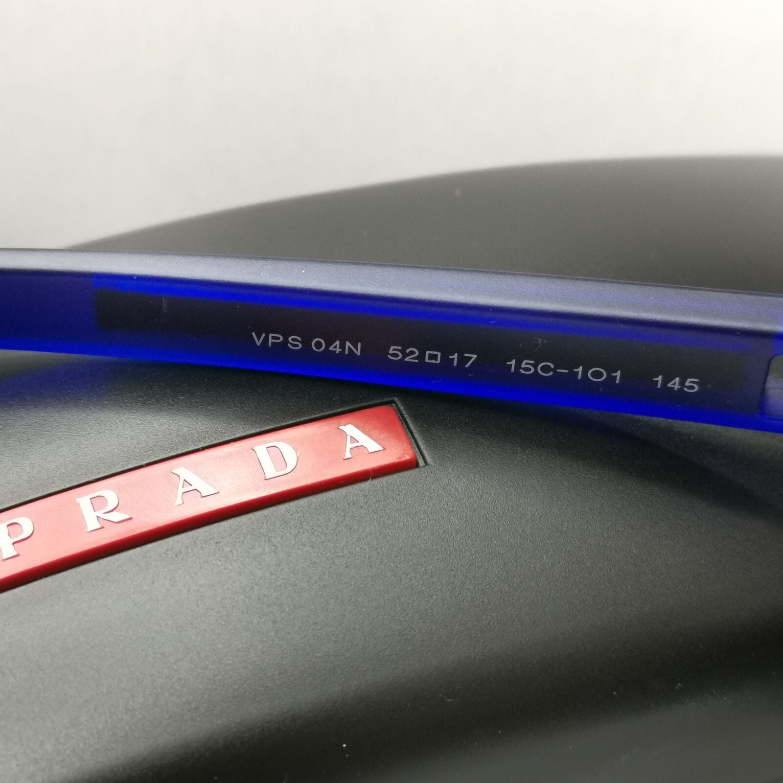 Prada Sunglasses Black Blue Rubber Square Red Stripe PS04NV VPS 04N 15C-1O1 52mm