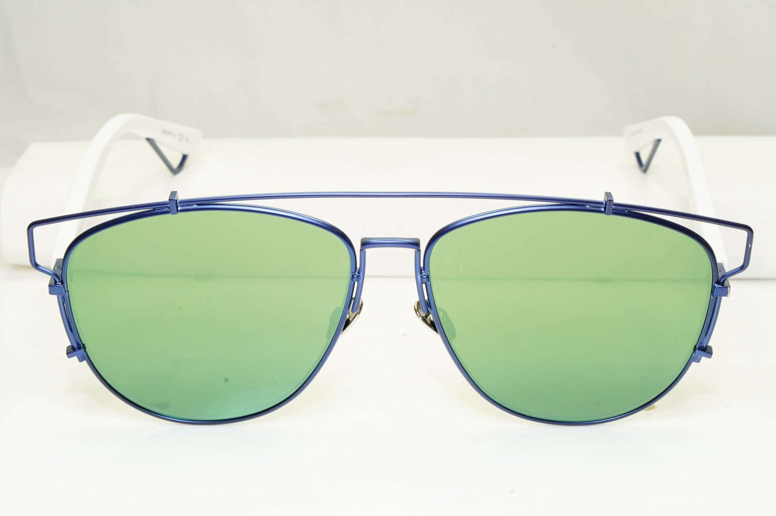 Authentic Dior Womens Sunglasses Flat Green Blue White Mirror Technologic TVCAF