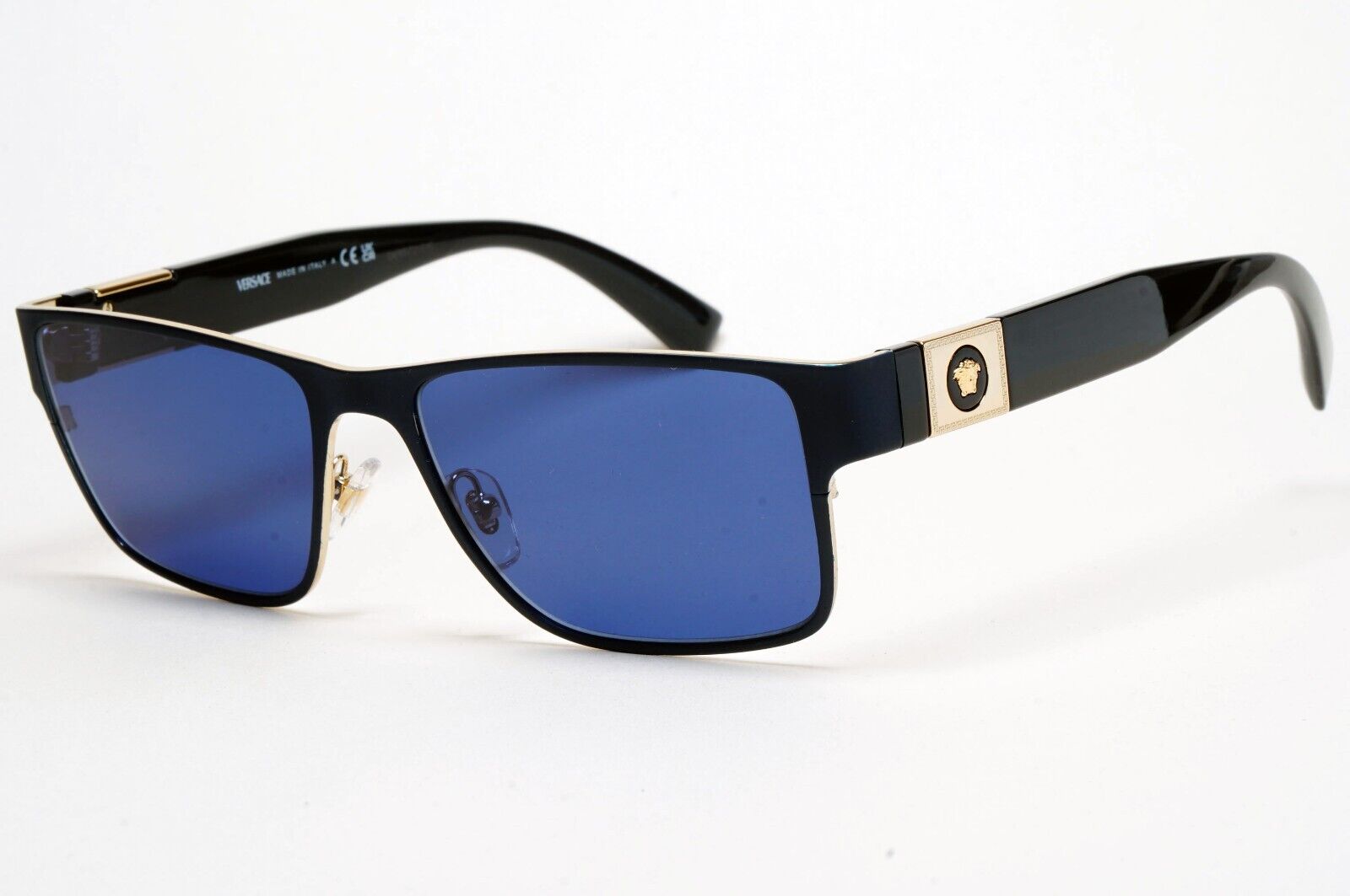 Versace Sunglasses Blue Black Gold Medusa Metal Square MOD 1274 1468 55mm [b]