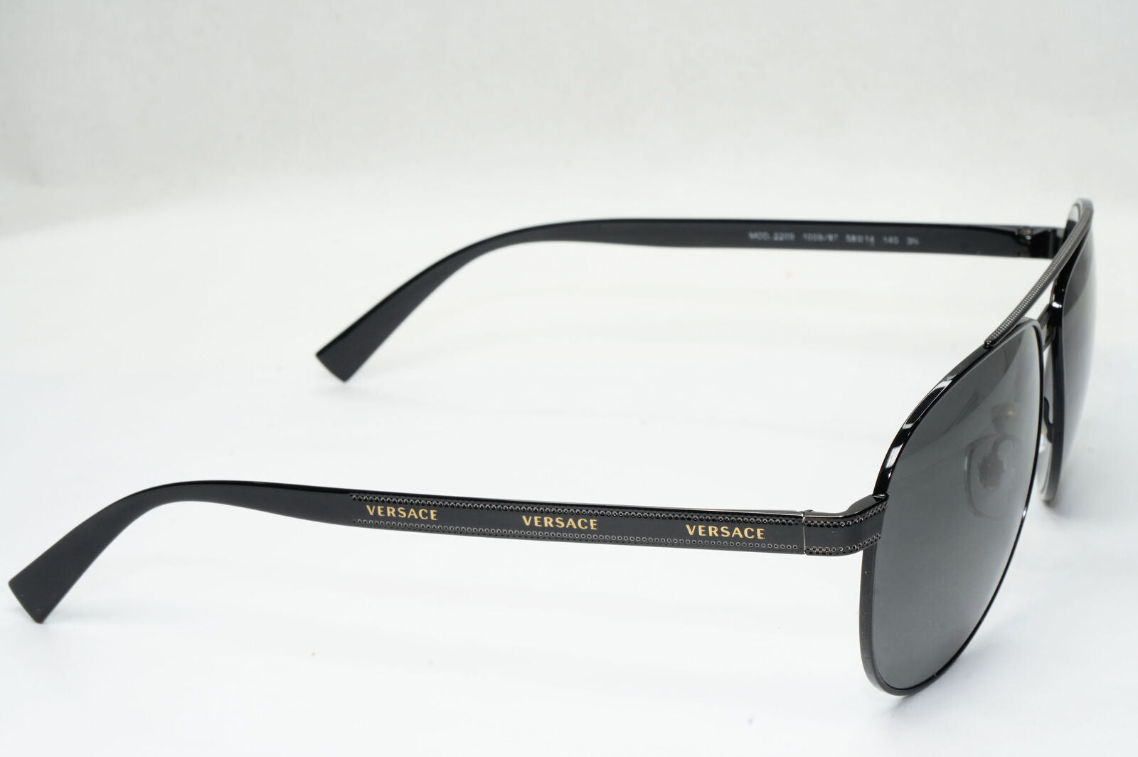 Versace Sunglasses Black Pilot Metal Fashion Designer MOD VE 2209 1009/87