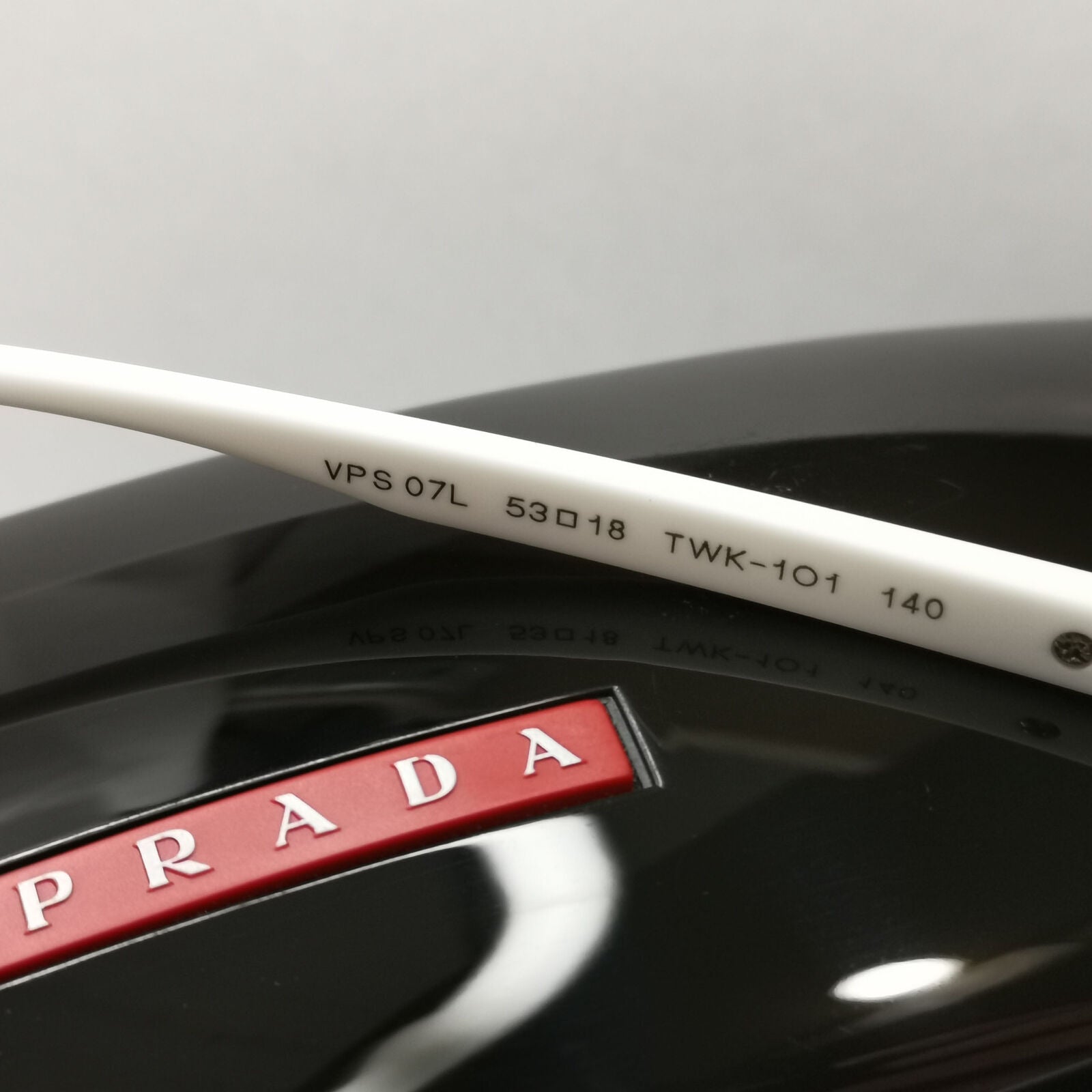 Prada Sunglasses White Black Square Red Stripe PS07LV VPS 07L TWK-1O1 53mm