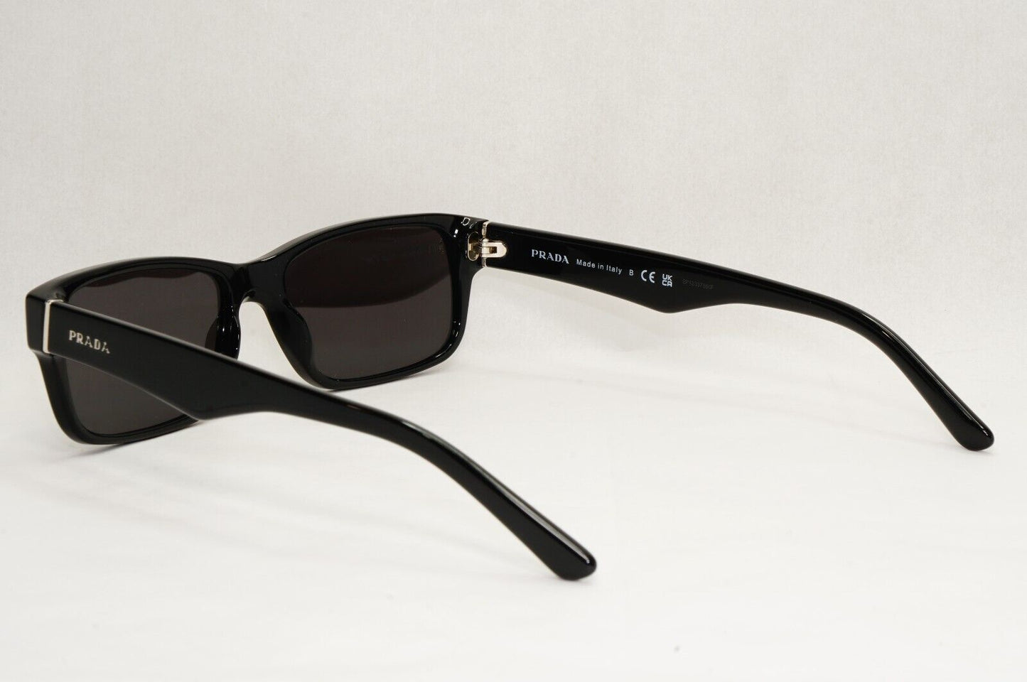 Prada Sunglasses Black Glossy Rectangle Square PR16MV VPR 16M 1AB-1O1 53mm