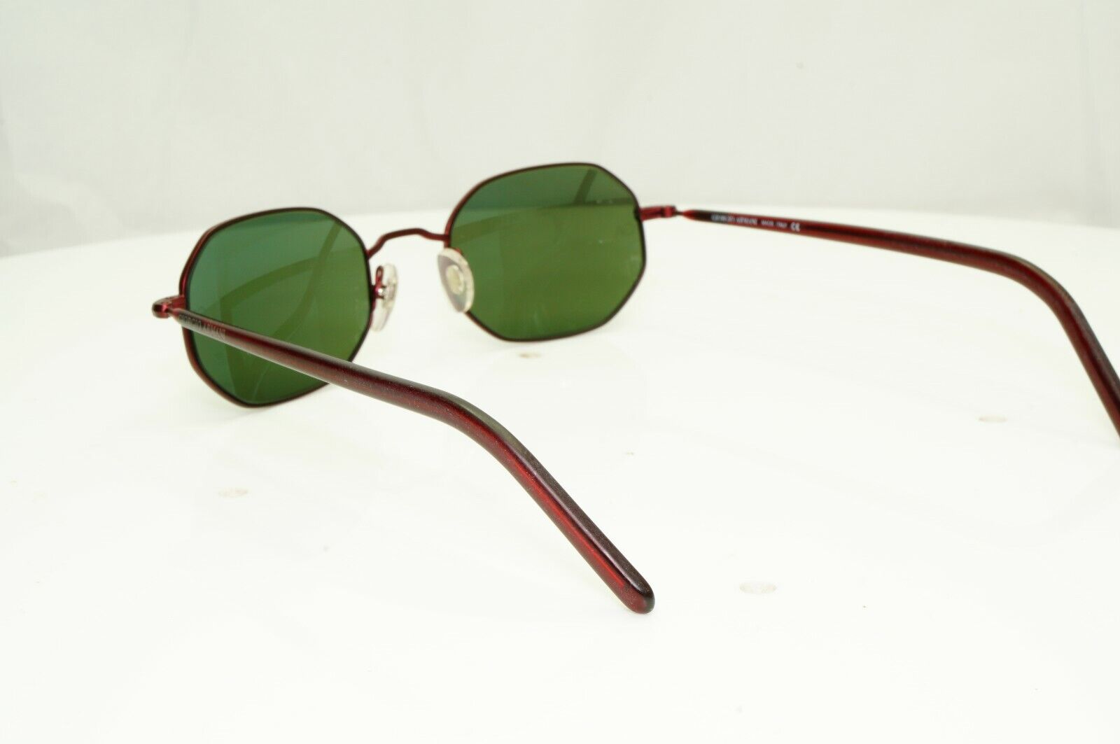 Giorgio Armani 1997 Vintage Sunglasses Burgundy Octagon Glass Lens 664 1052