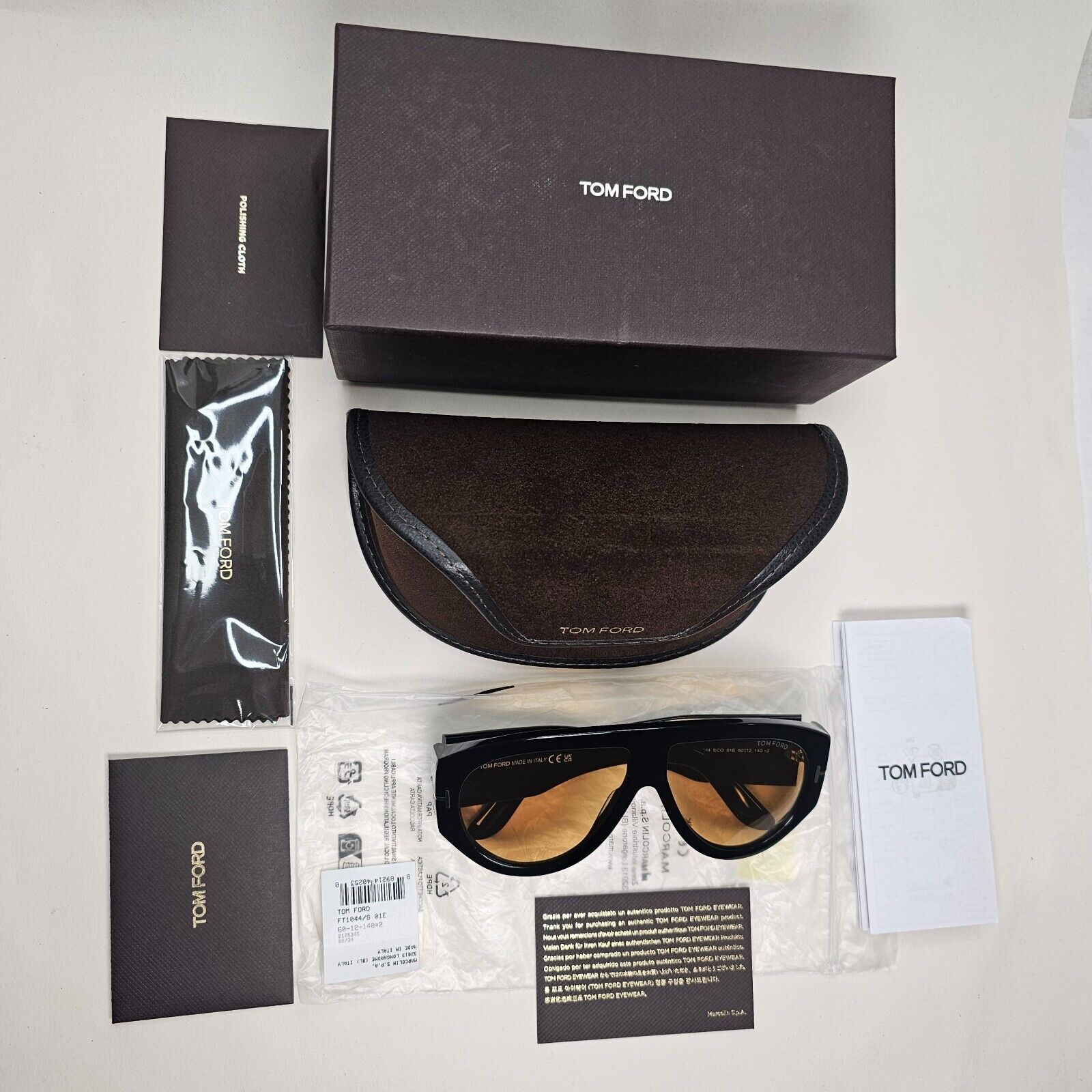 Tom Ford Sunglasses Bronson Black Brown Yellow Heavy Large TF 1044 FT1044 01E