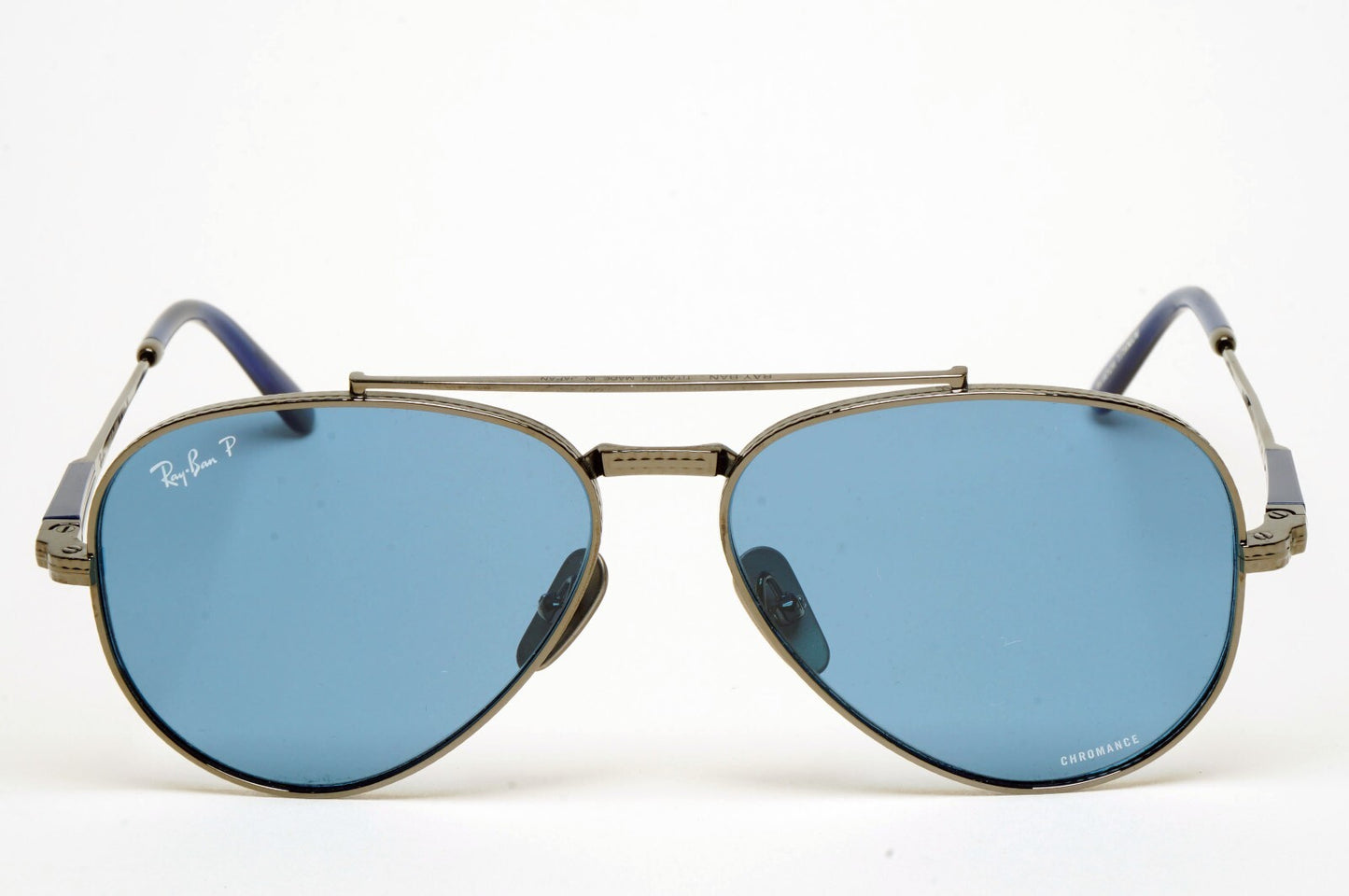 Ray-Ban Sunglasses Aviator Titanium Polarised Gunmetal Blue RB 8225 3142/S2 58mm