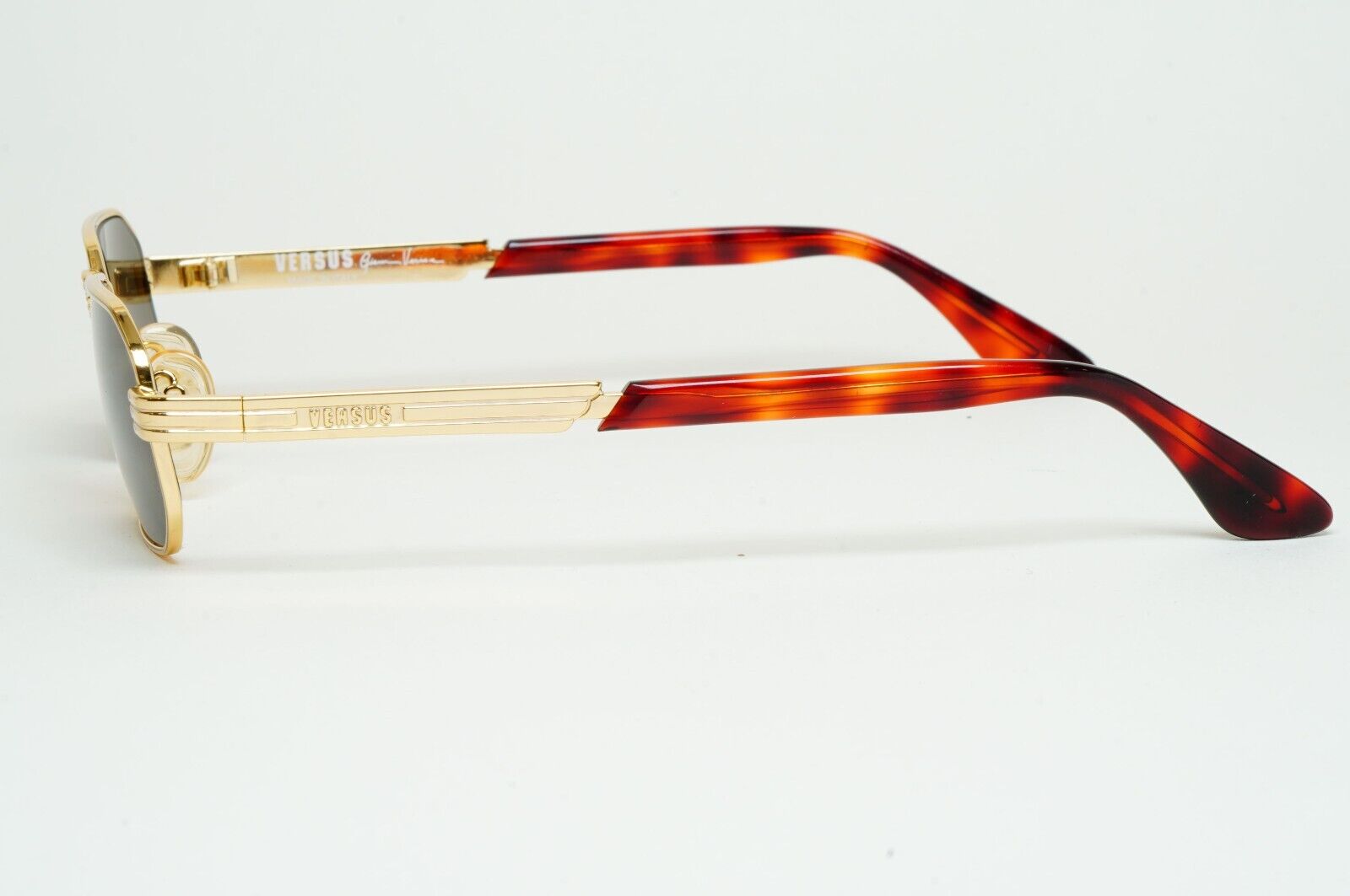 Versus Sunglasses 1996 by Gianni Versace Vintage Gold Rectangle MOD F10 COL 030