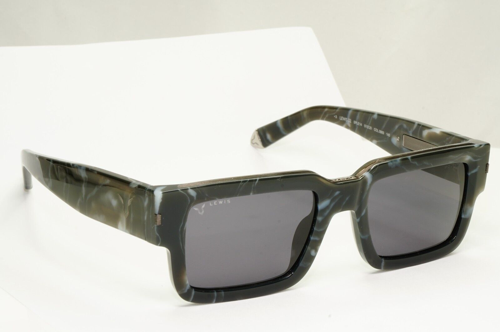Police Lewis Hamilton F1 Sunglasses Black Grey Marble Square SPL E14 COL 0869