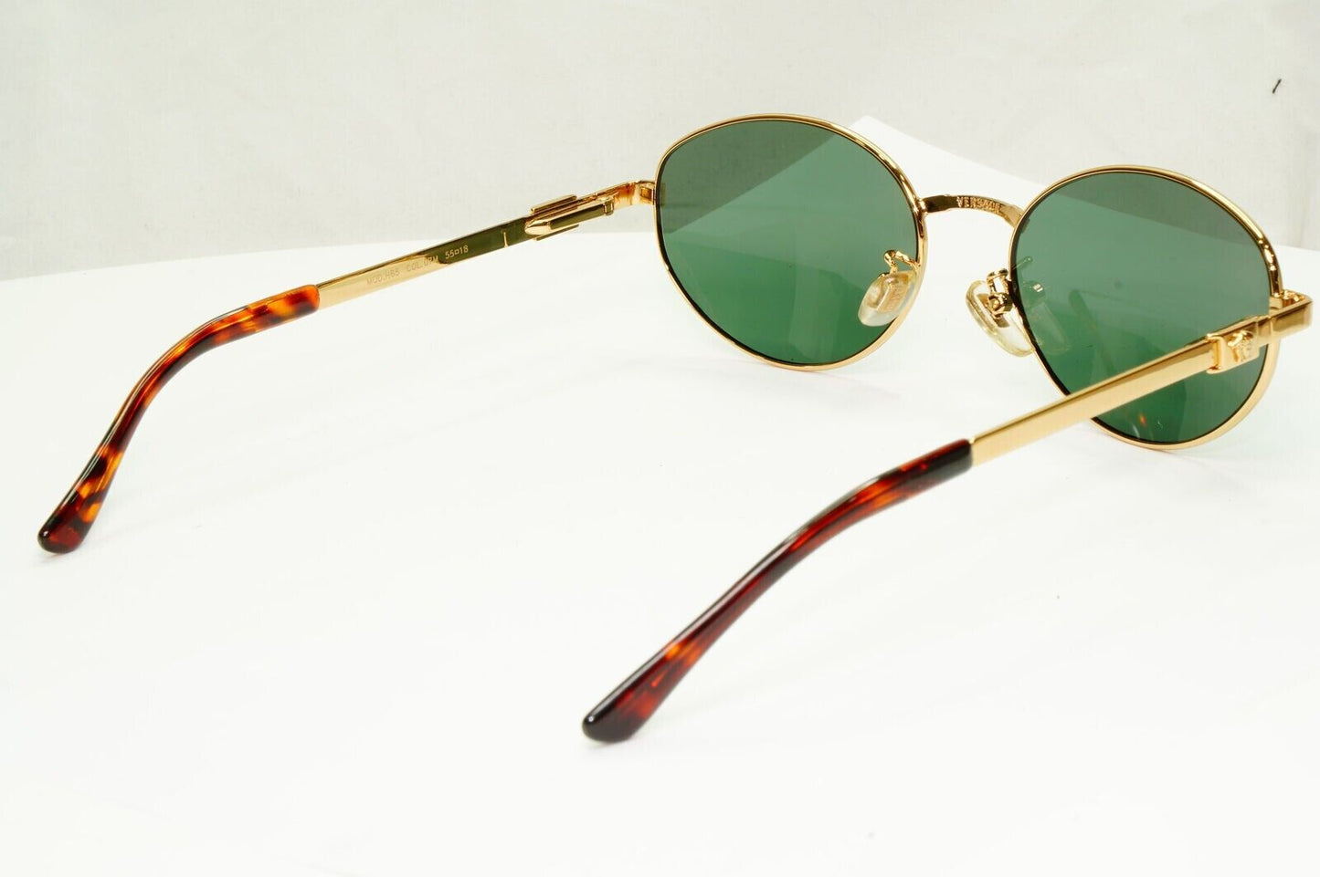 Gianni Versace 1995 Sunglasses Vintage Gold Green Metal Square MOD H65 COL 07M