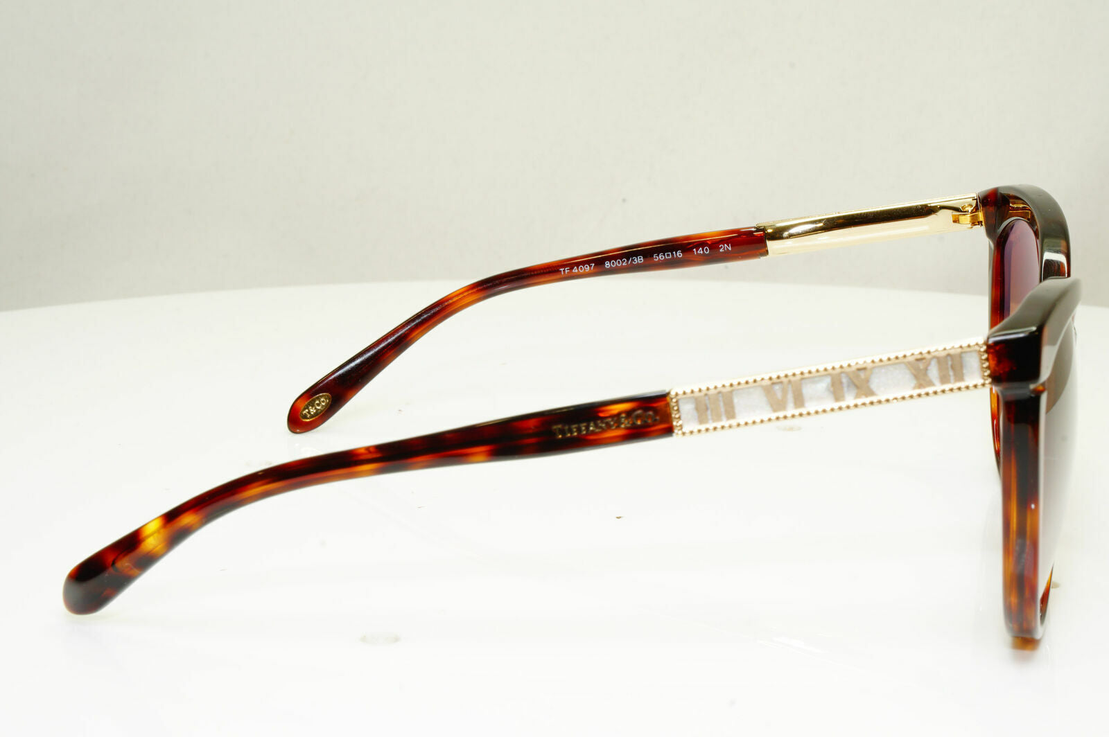 Tiffany & Co Gold Brown Sunglasses Roman Numbers Tortoise TF 4097 8002/3B 30069