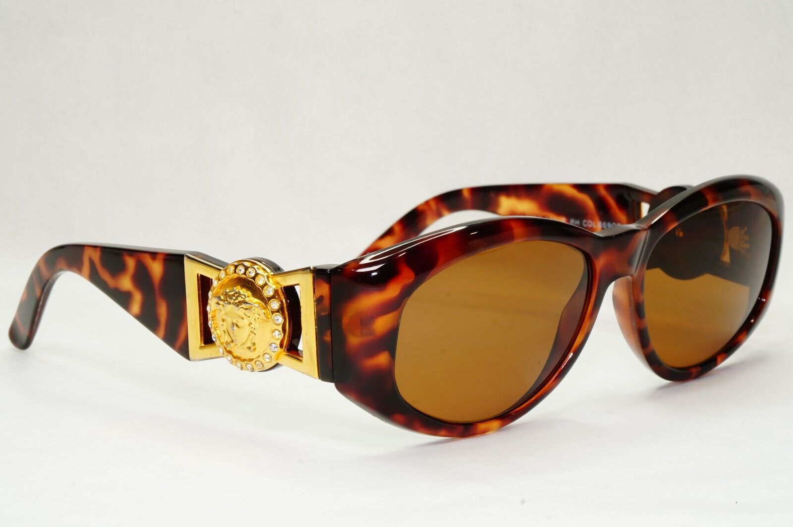 Gianni Versace Sunglasses 1996 Vintage Brown Gold MOD 424/C RH 869 Biggie 111223
