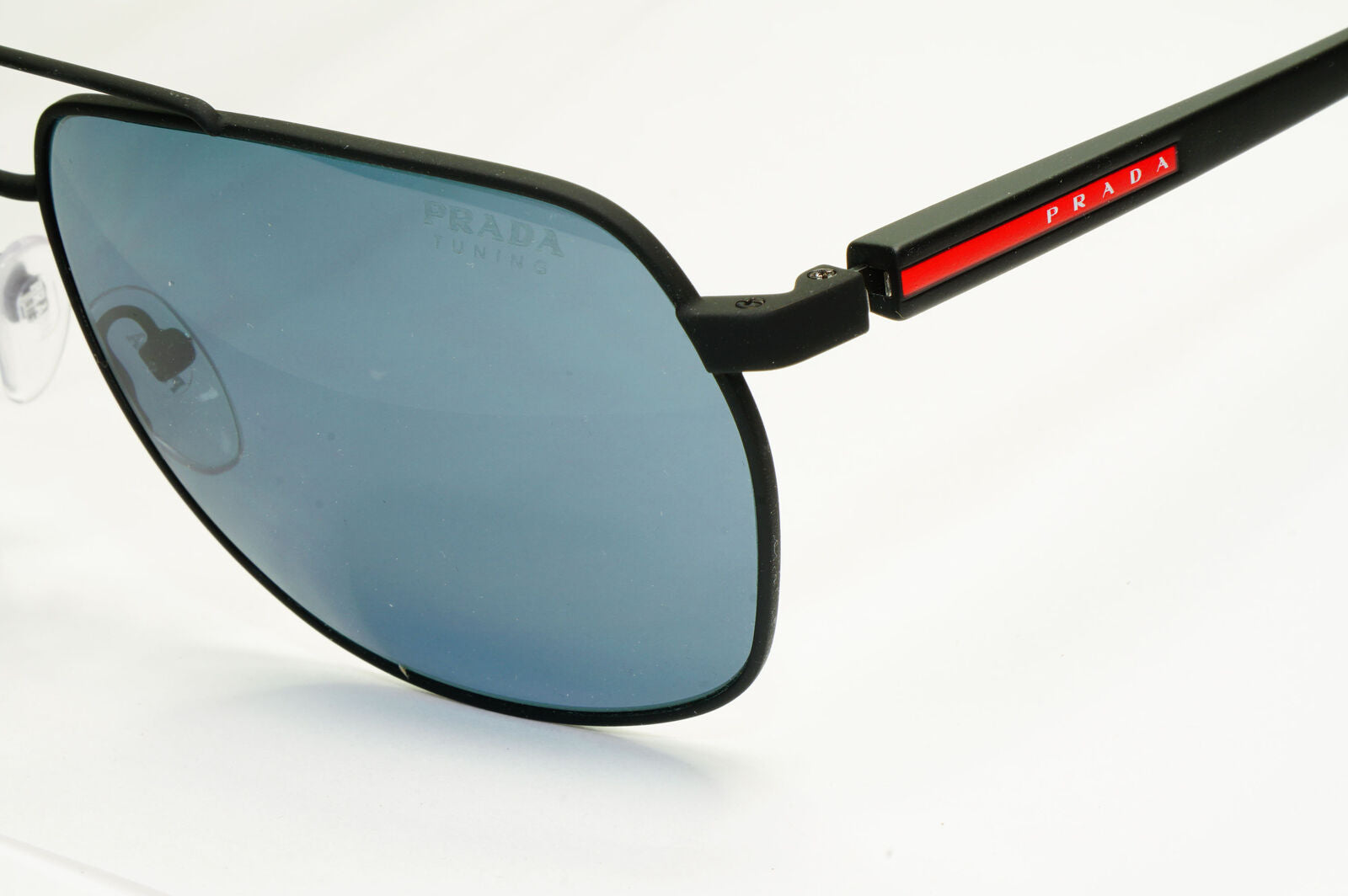 Prada Tuning Blue Sunglasses Black Red Stripe Pilot PS55VS SPS 55V DG0-09R