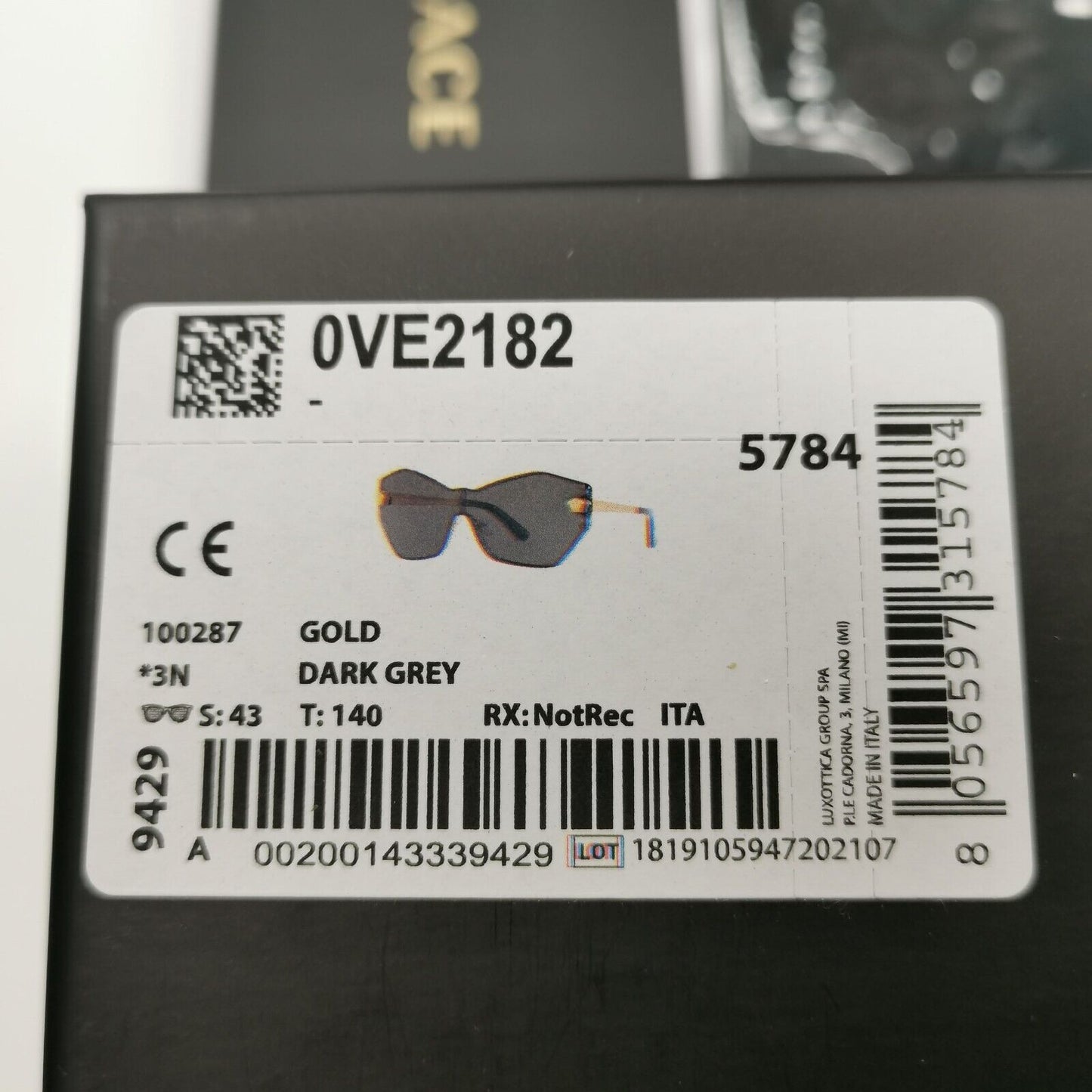 Versace Sunglasses Black Gold Medusa Shield Visor Angular MOD VE 2182 1002/87