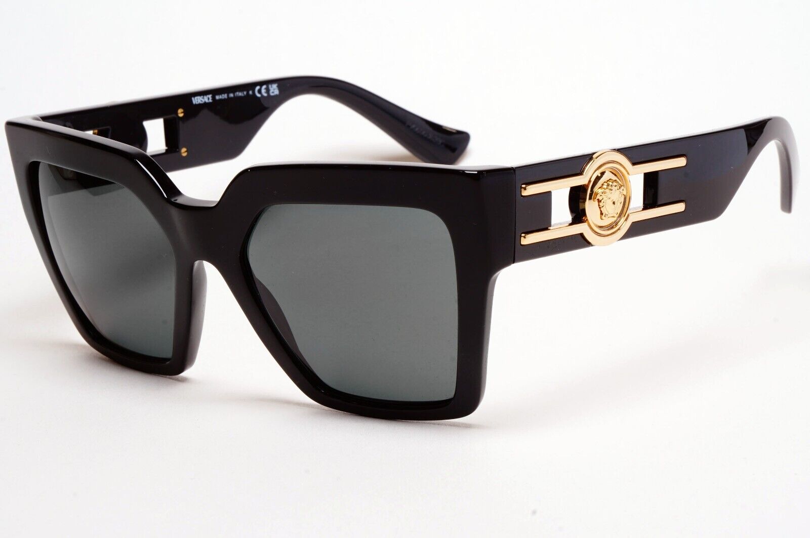 Versace Sunglasses Black Square Butterfly Grey Gold Medusa MOD VE 4458 GB1/87