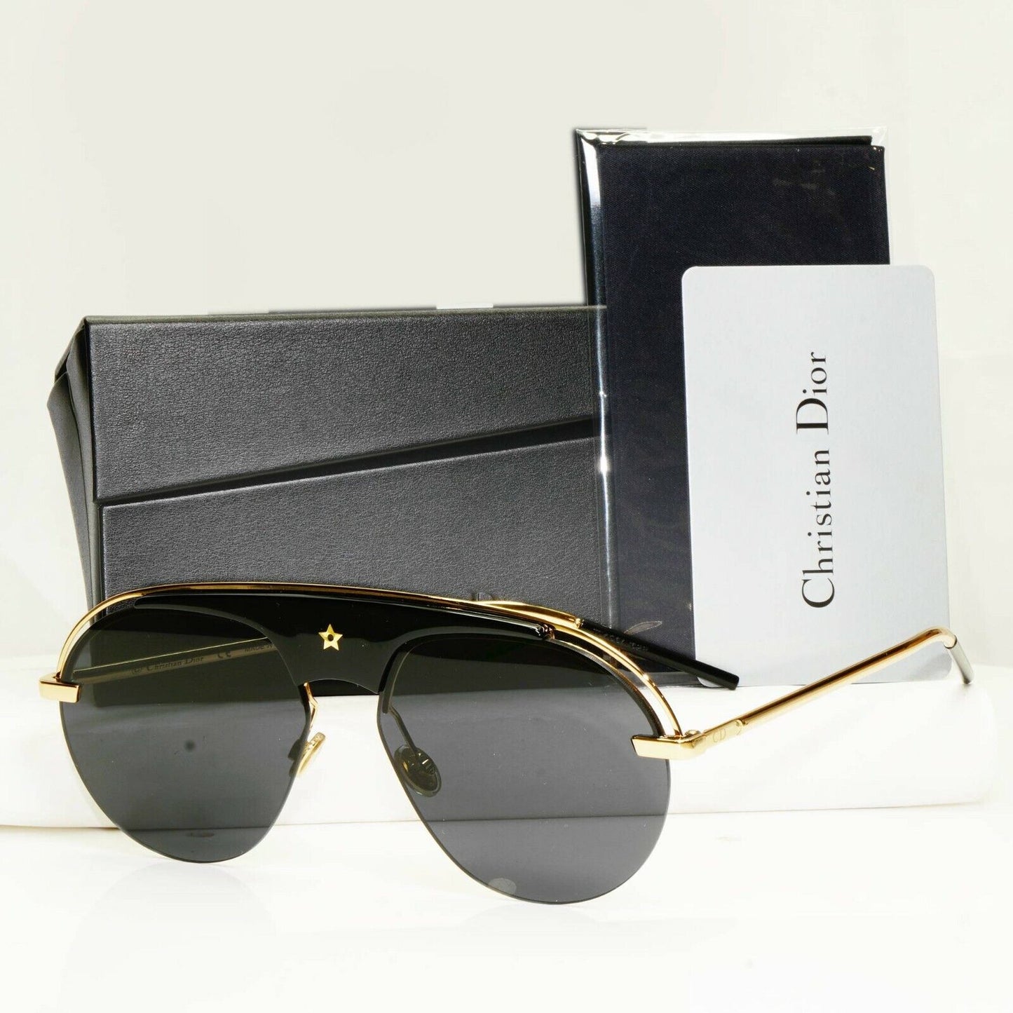 Dior Gold Black Pilot Metal Sunglasses Revolution 2M22K Star Womens Mens