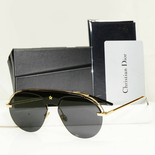 Dior Gold Black Pilot Metal Sunglasses Revolution 2M22K Star Womens Mens