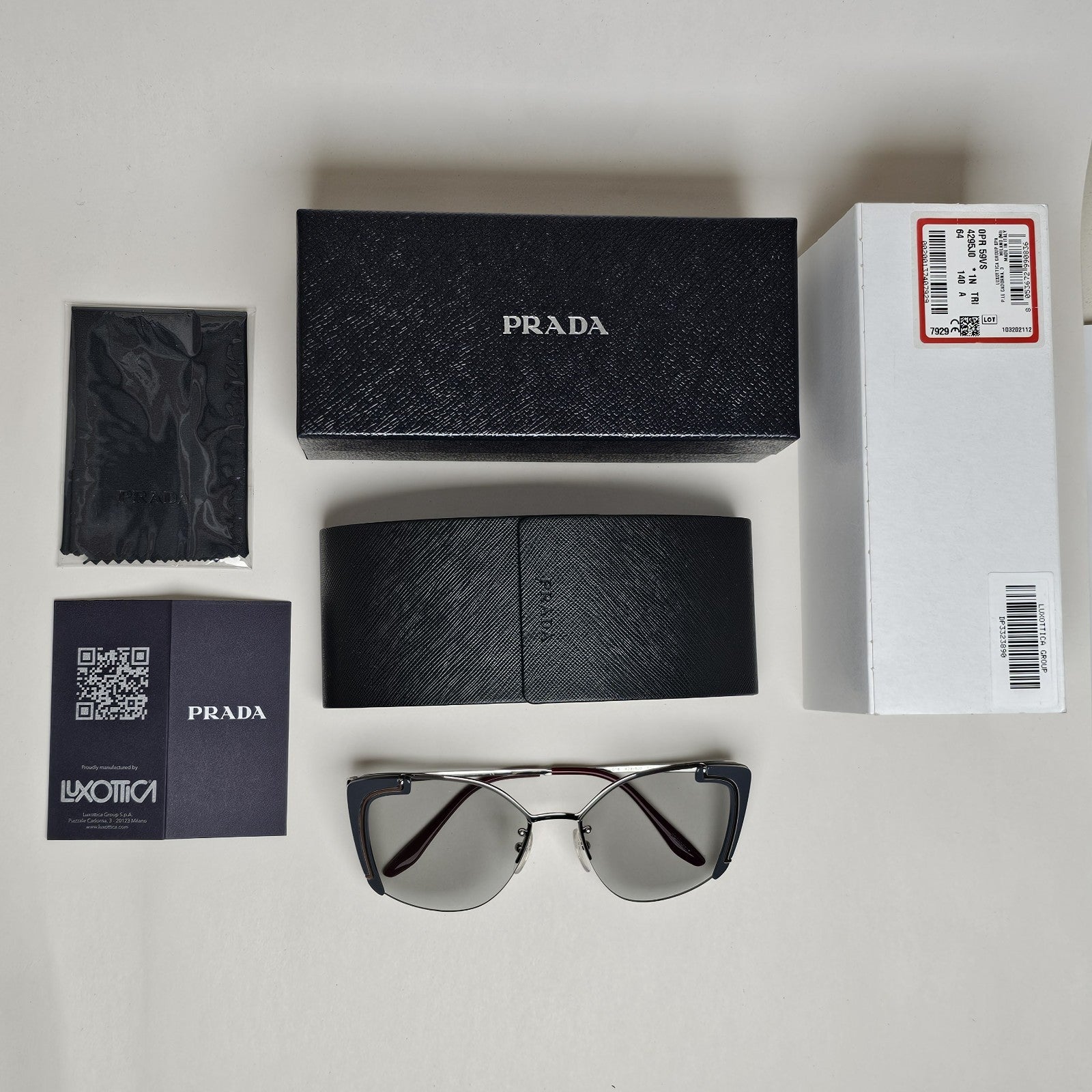 Prada Sunglasses Silver Grey Square Rimless PR59VS SPR 59V 429-5J0
