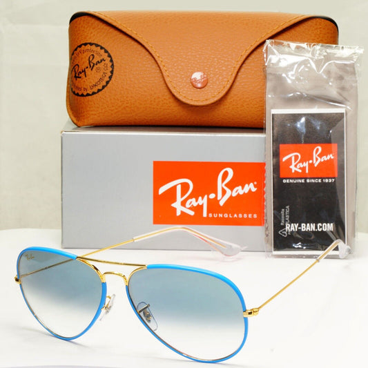 Ray-Ban Sunglasses Aviator Blue Gold Gradient RB 3025-JM Full Color 9196/3F 62mm