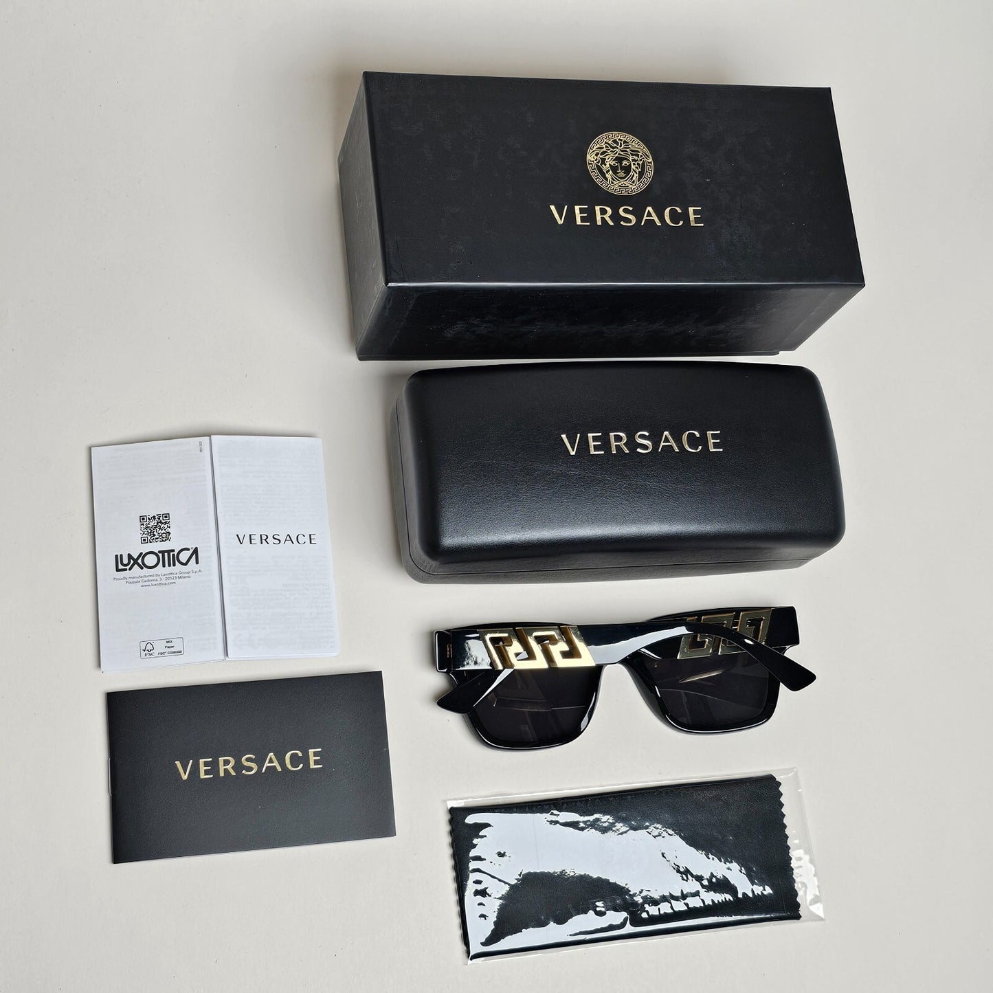 Versace Sunglasses Black Gold Meander Square MOD VE 4421 GB1/87 52mm