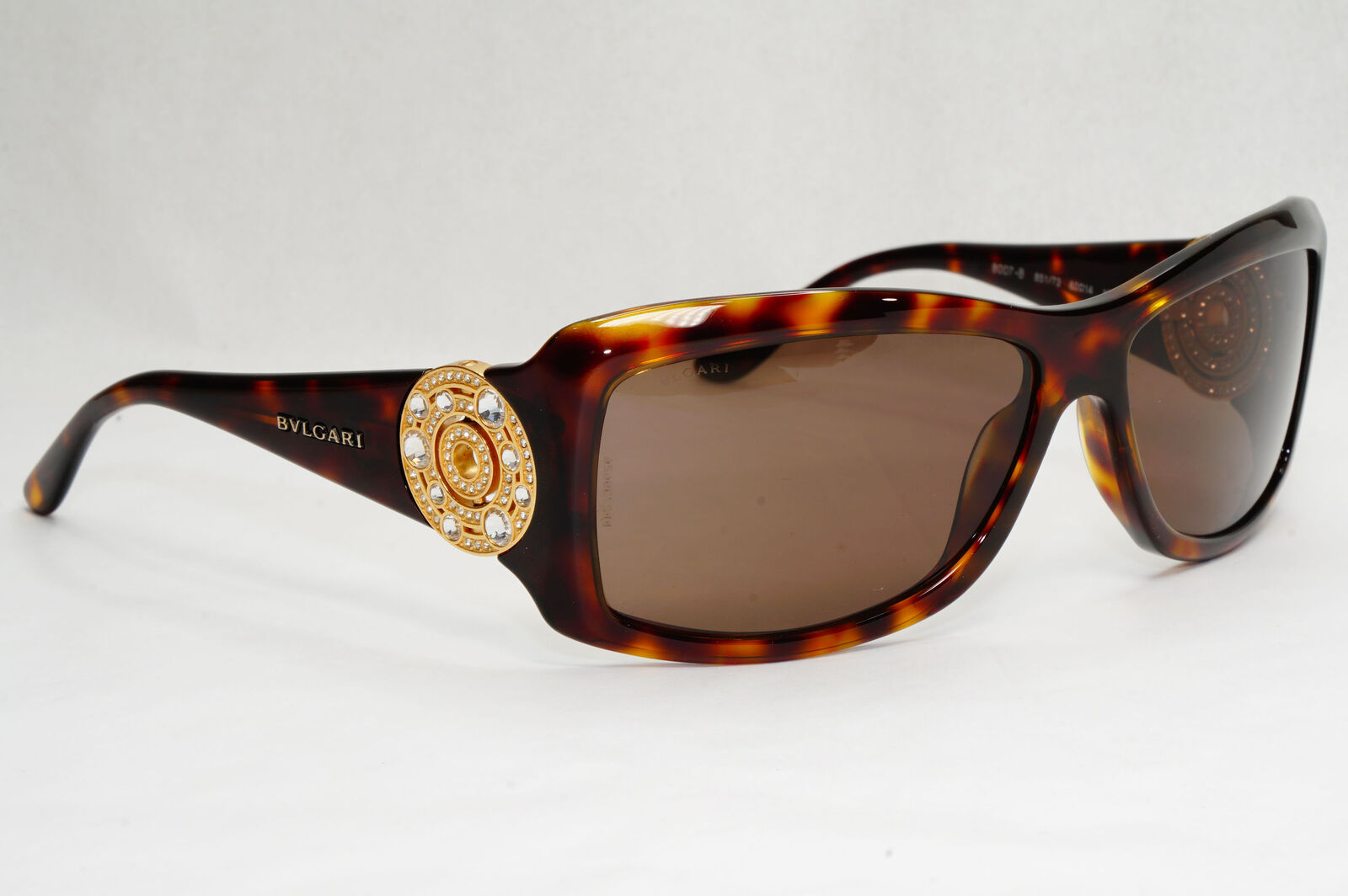 Bvlgari Sunglasses Crystal Brown Tortoiseshell Square 8007-B 851/73 050124