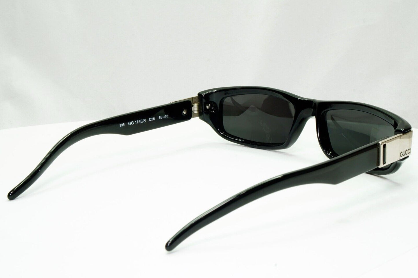 Gucci Sunglasses 1997 Vintage Black Rectangle Silver GG 1153/S D28 53mm 120125