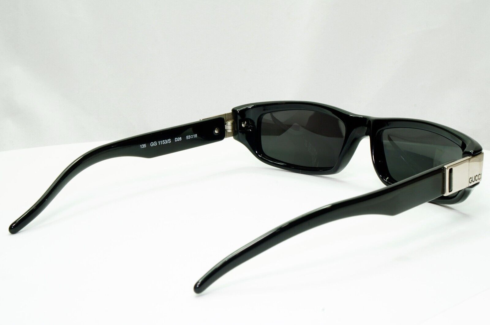 Gucci Sunglasses 1997 Vintage Black Rectangle Silver GG 1153/S D28 53mm 120125