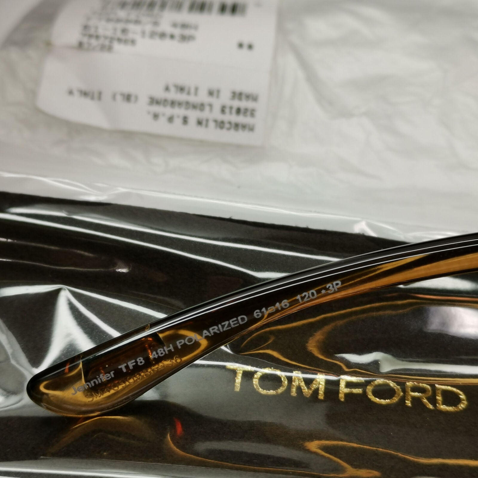 Tom Ford Sunglasses Jennifer Polarized Brown Gold Wrap Designer FT0008 TF8 48H