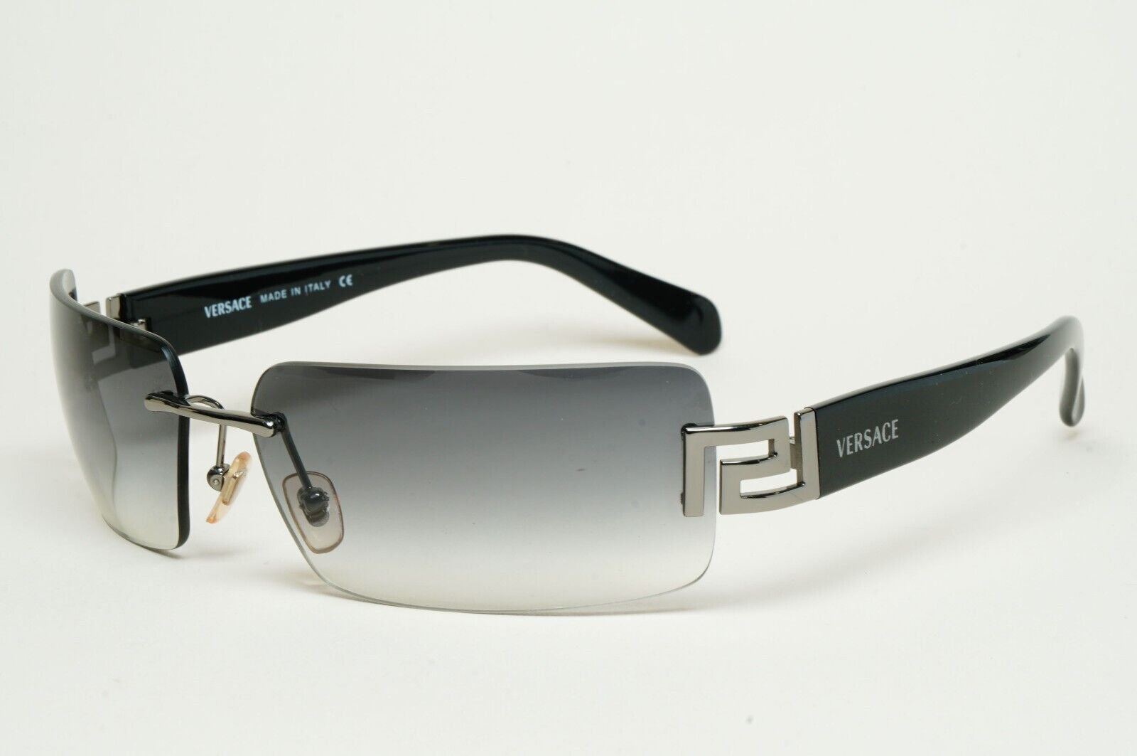 Versace Sunglasses 2004 Vintage Rimless Black Grey MOD 2017 1001/8G 120125