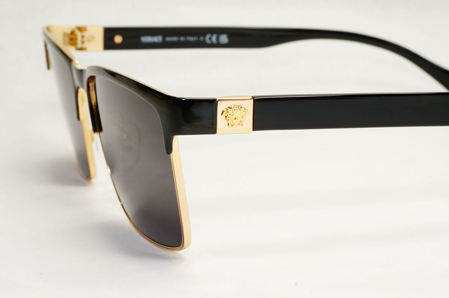 Versace Sunglasses Black Gold Square Metal Rectangle MOD VE 1285 1002 56mm